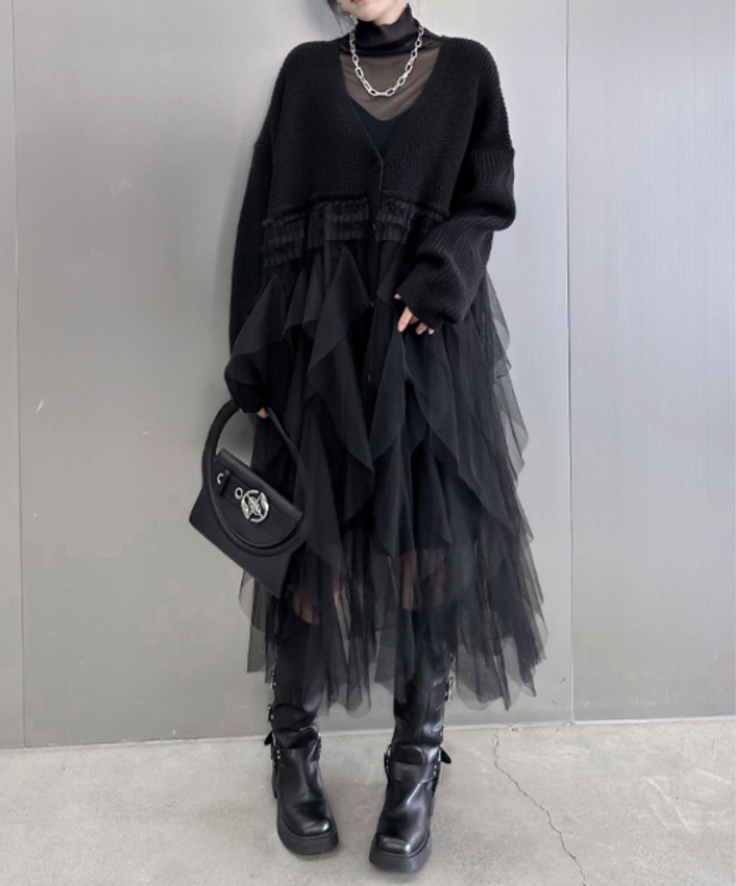 layered ruffle tulle cardigan EN2448