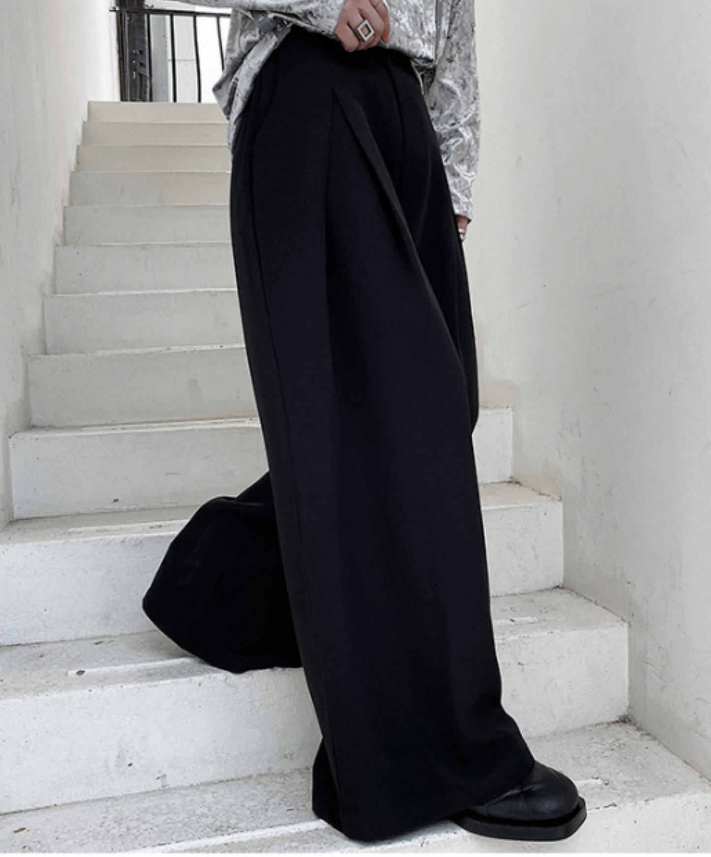 dark wide loose mop pants EN924
