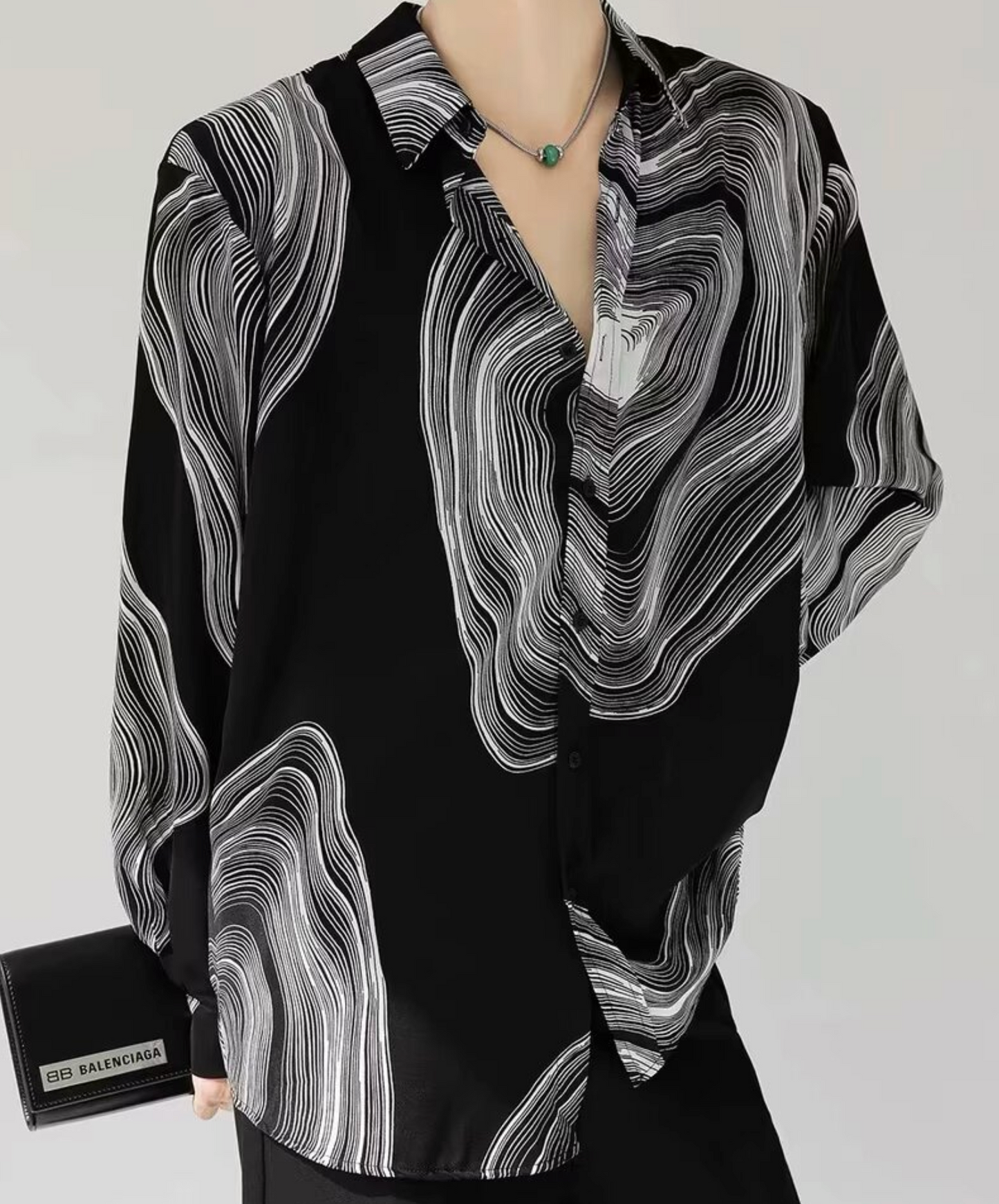 dark tree ring motif shirt EN2407