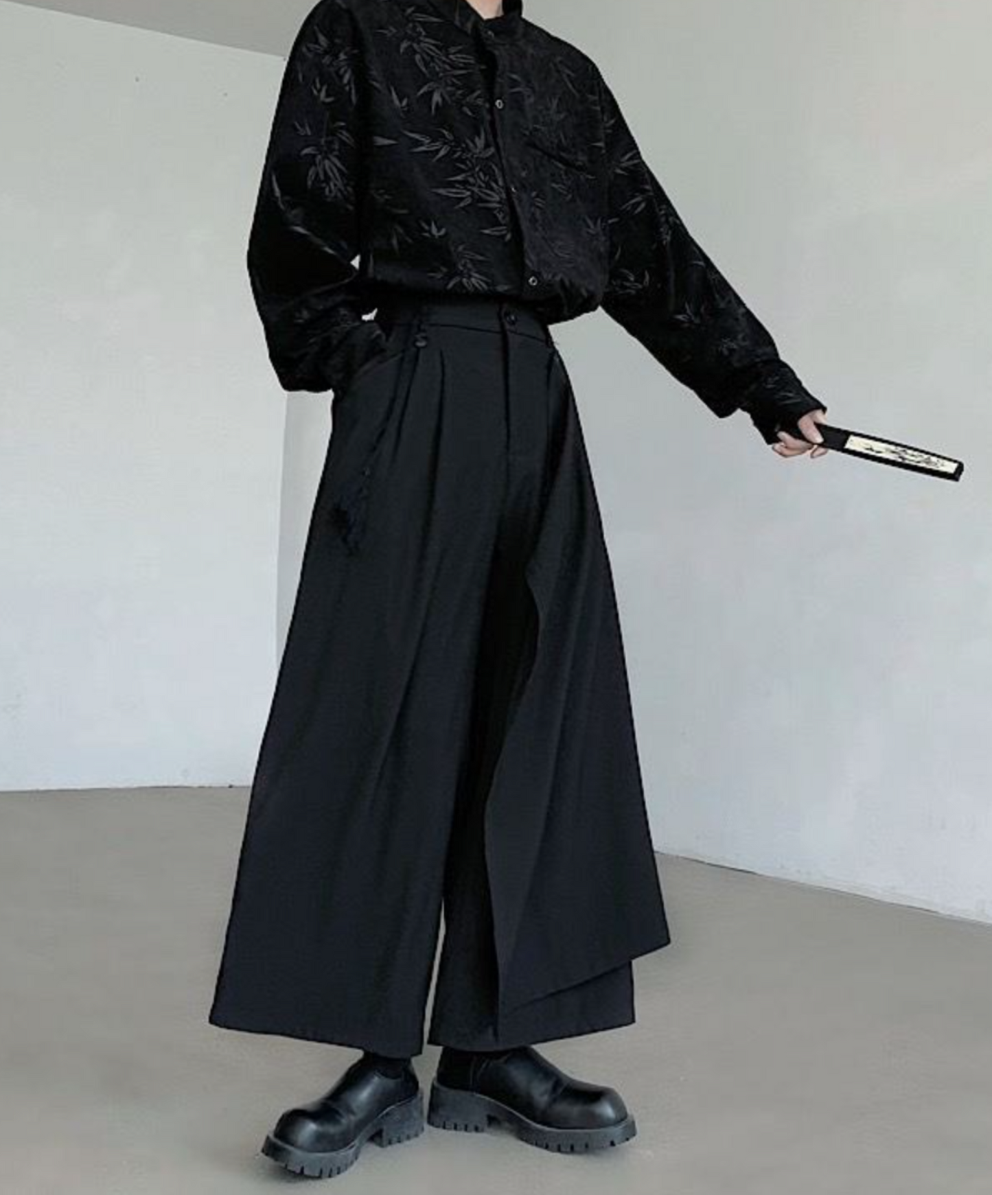 dark chinese style 2way casual wide pants EN1608