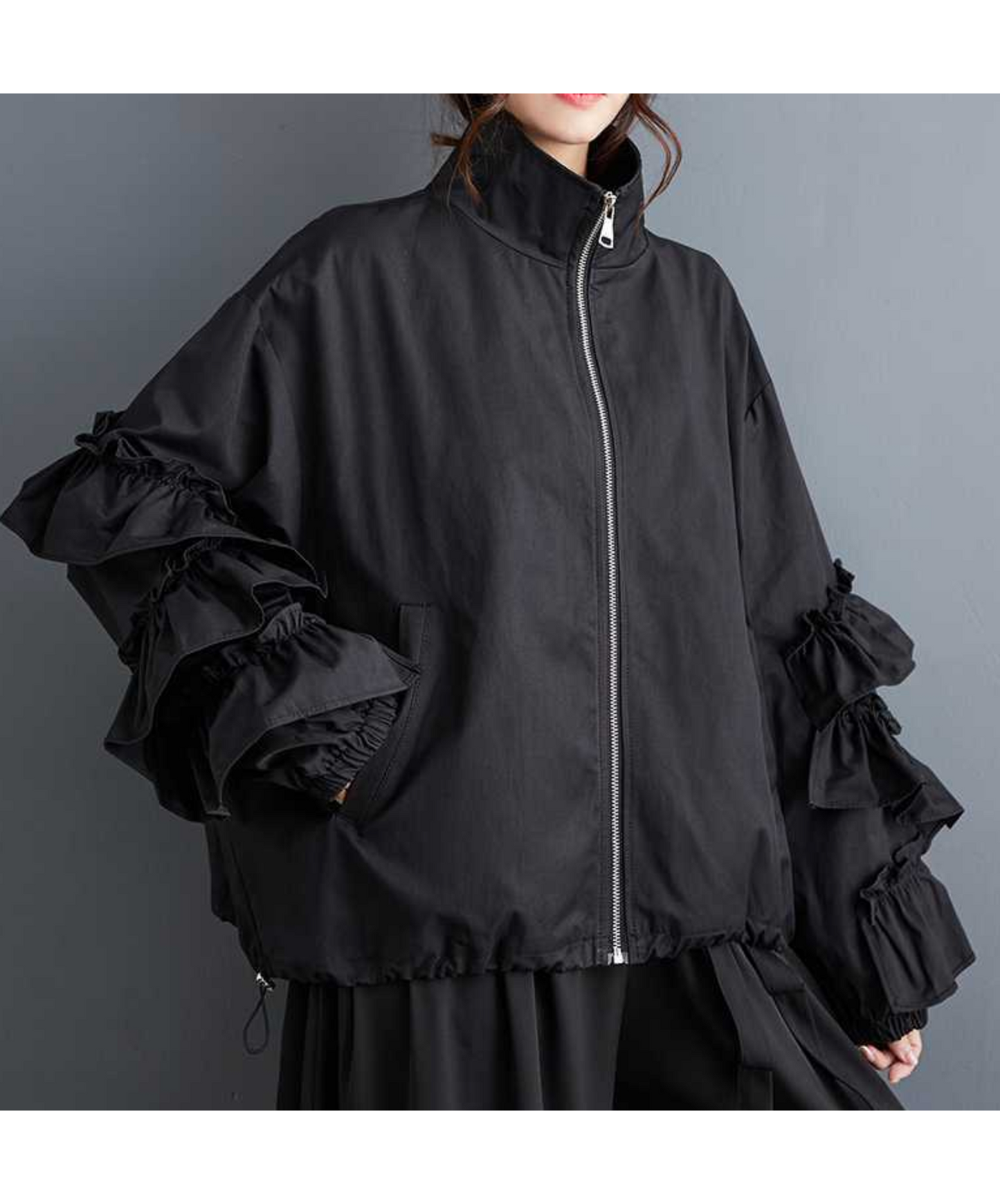 dark layered frill high neck jacket EN2353