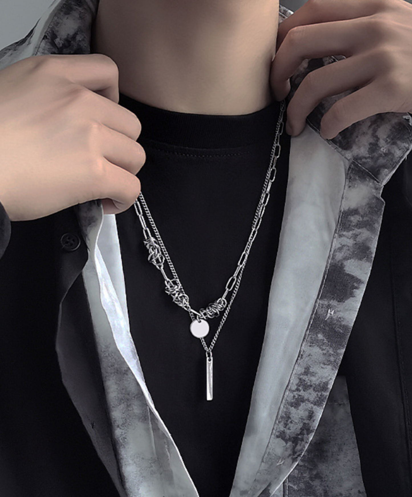 double chain titanium necklace EN1594