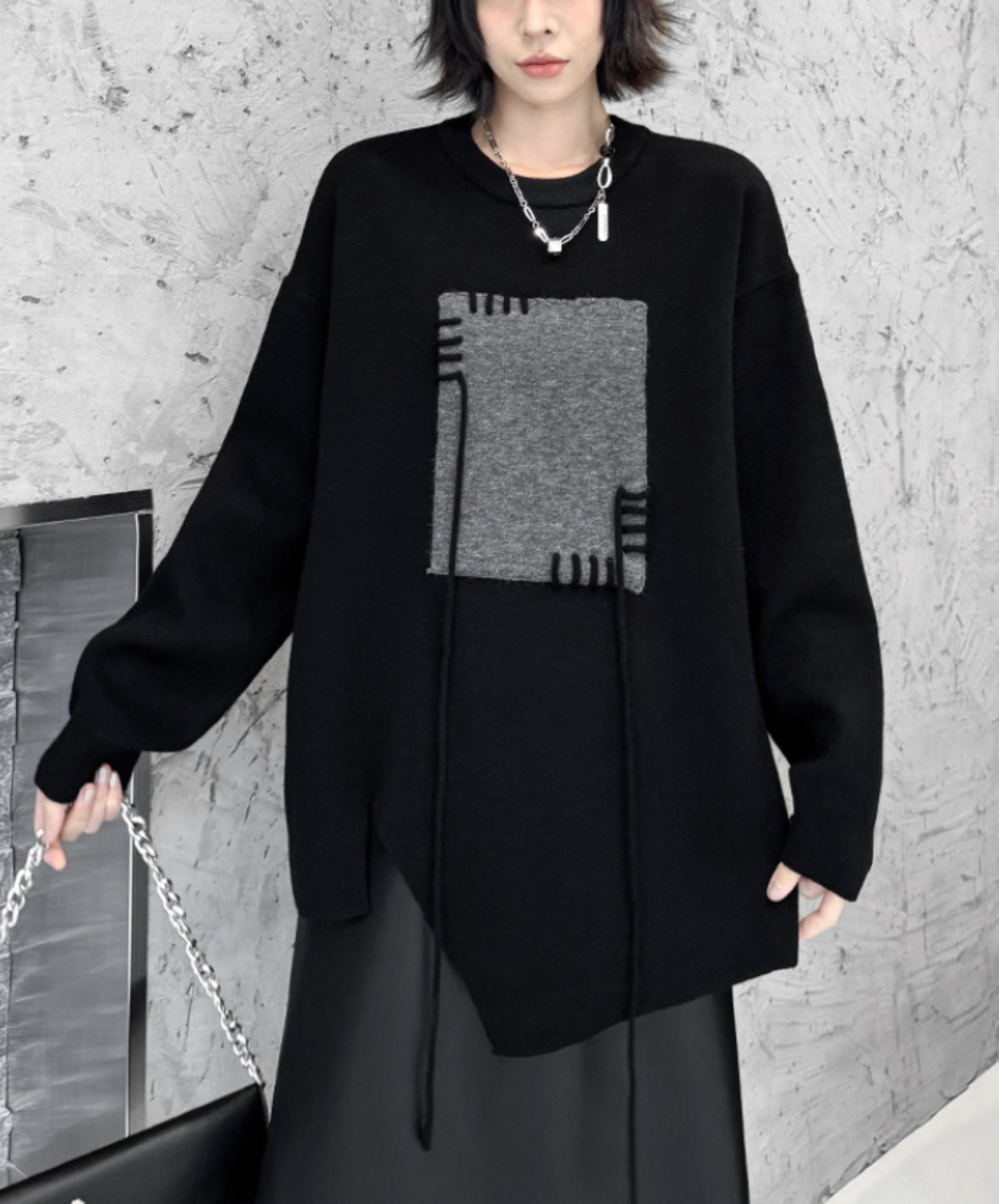 jacquard stitched motif sweater EN2469