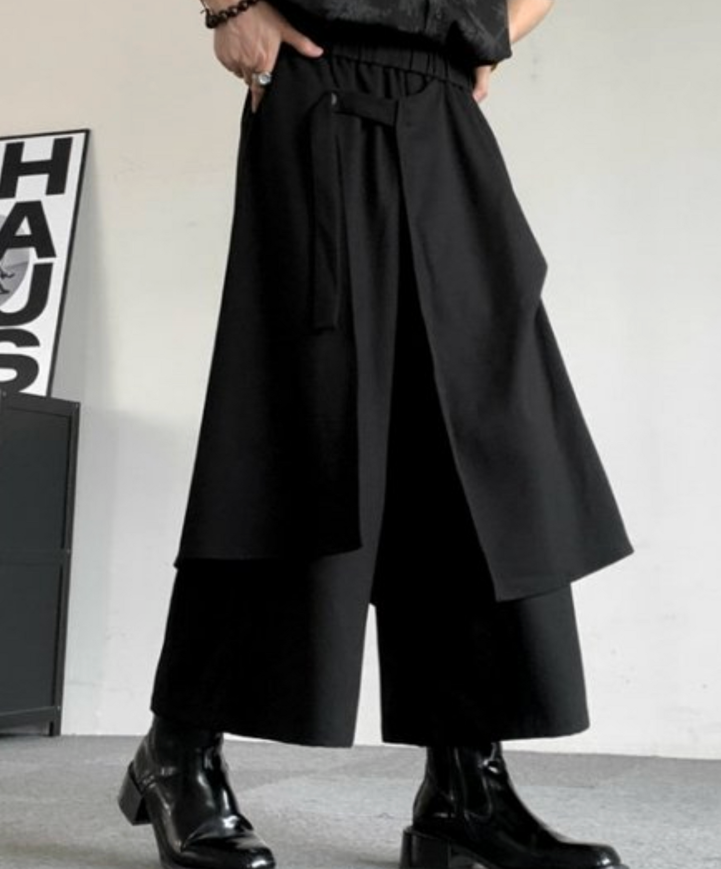 dark fake two-piece hakama pants EN2430