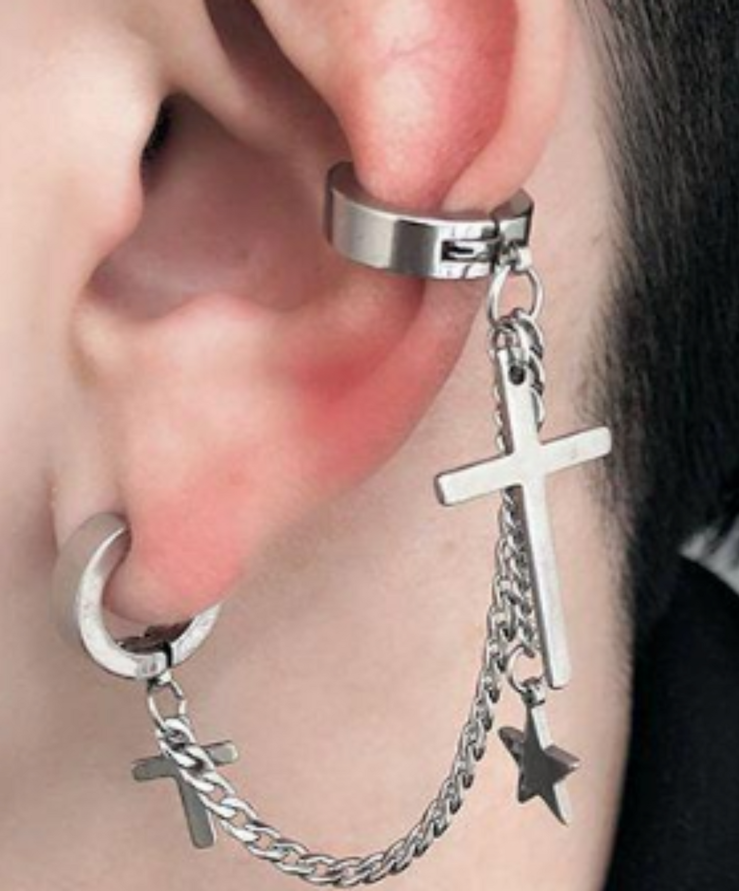 star and cross double ear cuff EN1961