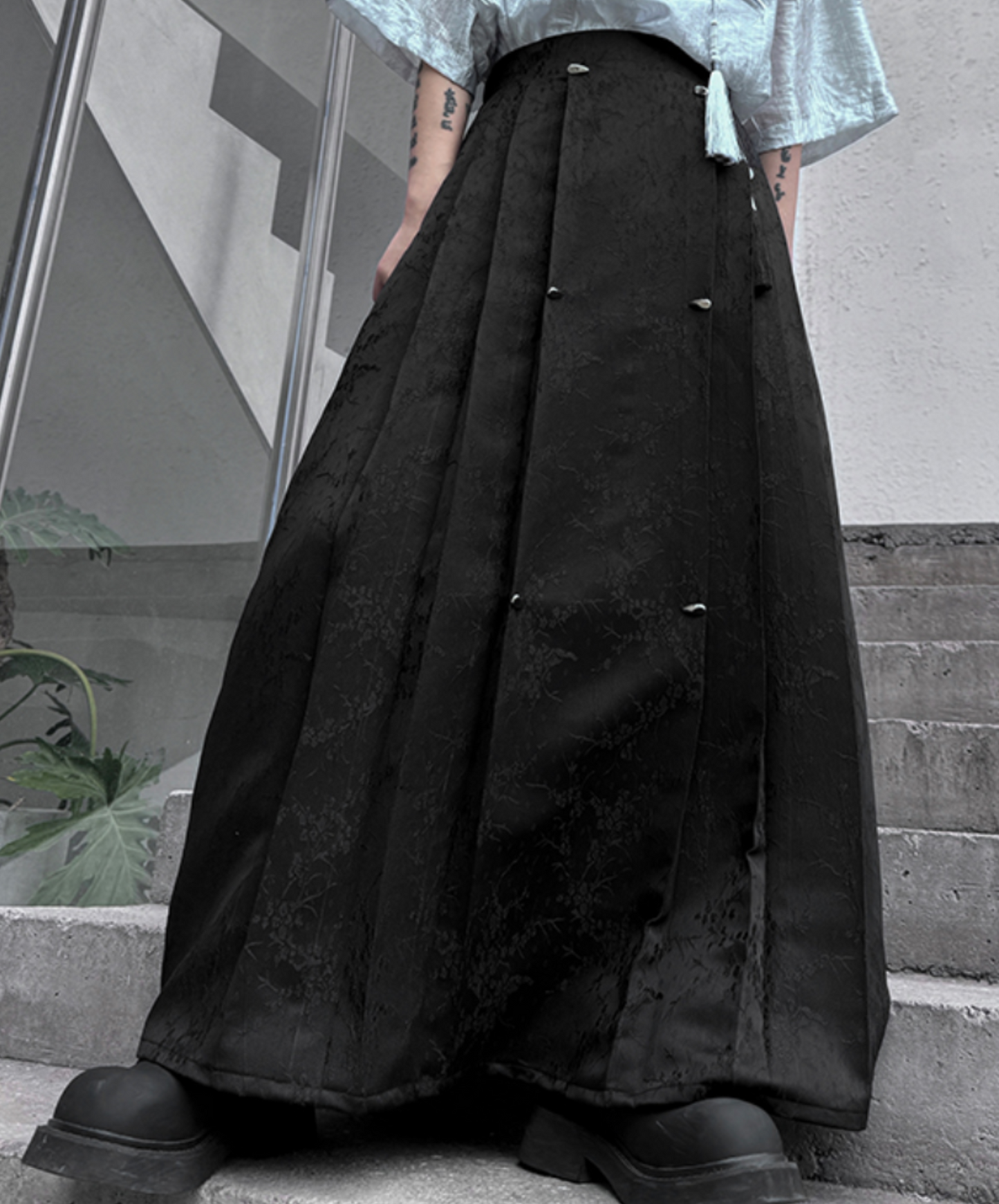 dark hanfu style pleated long skirt EN1755