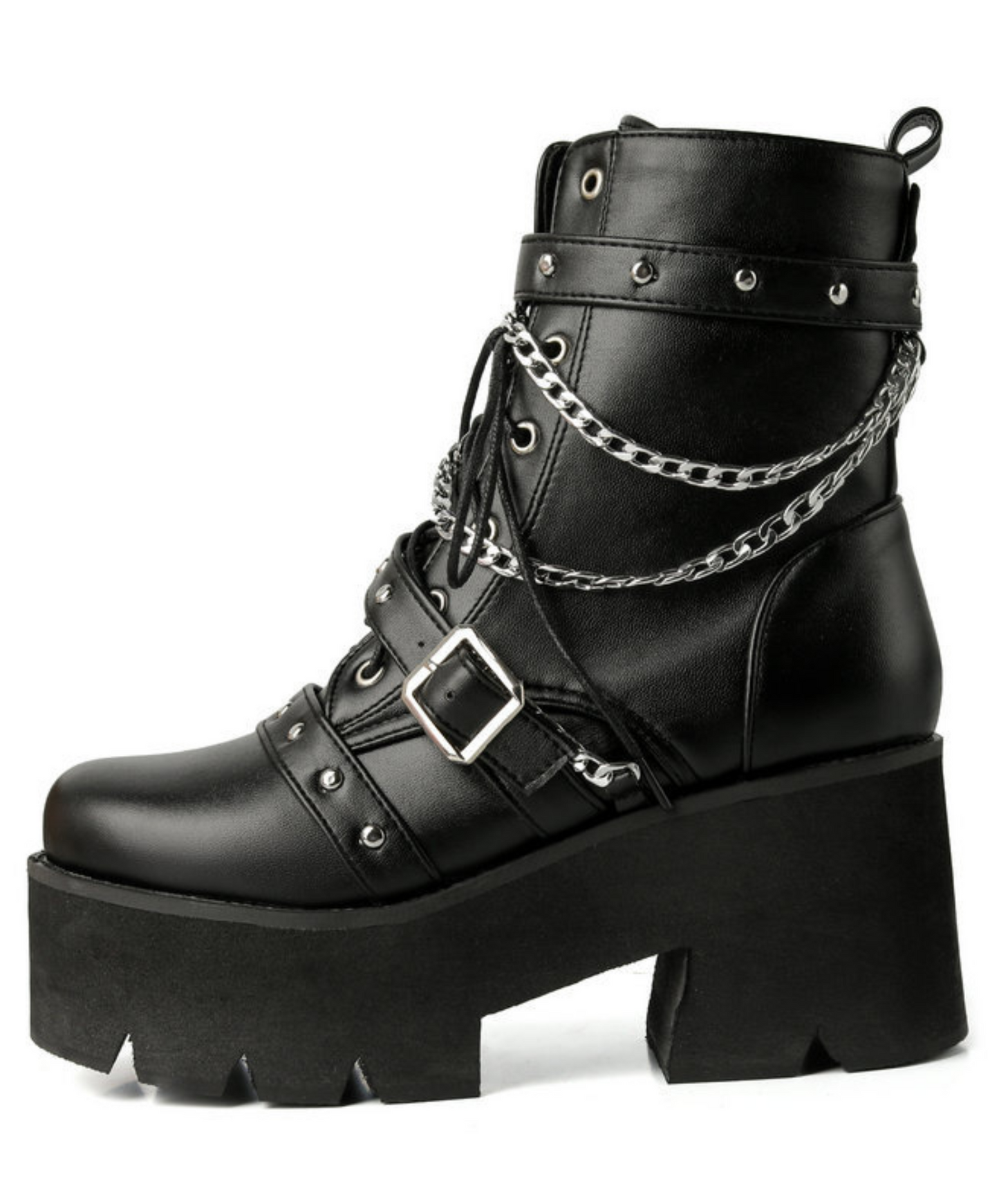 double chain belt platform boots EN1108
