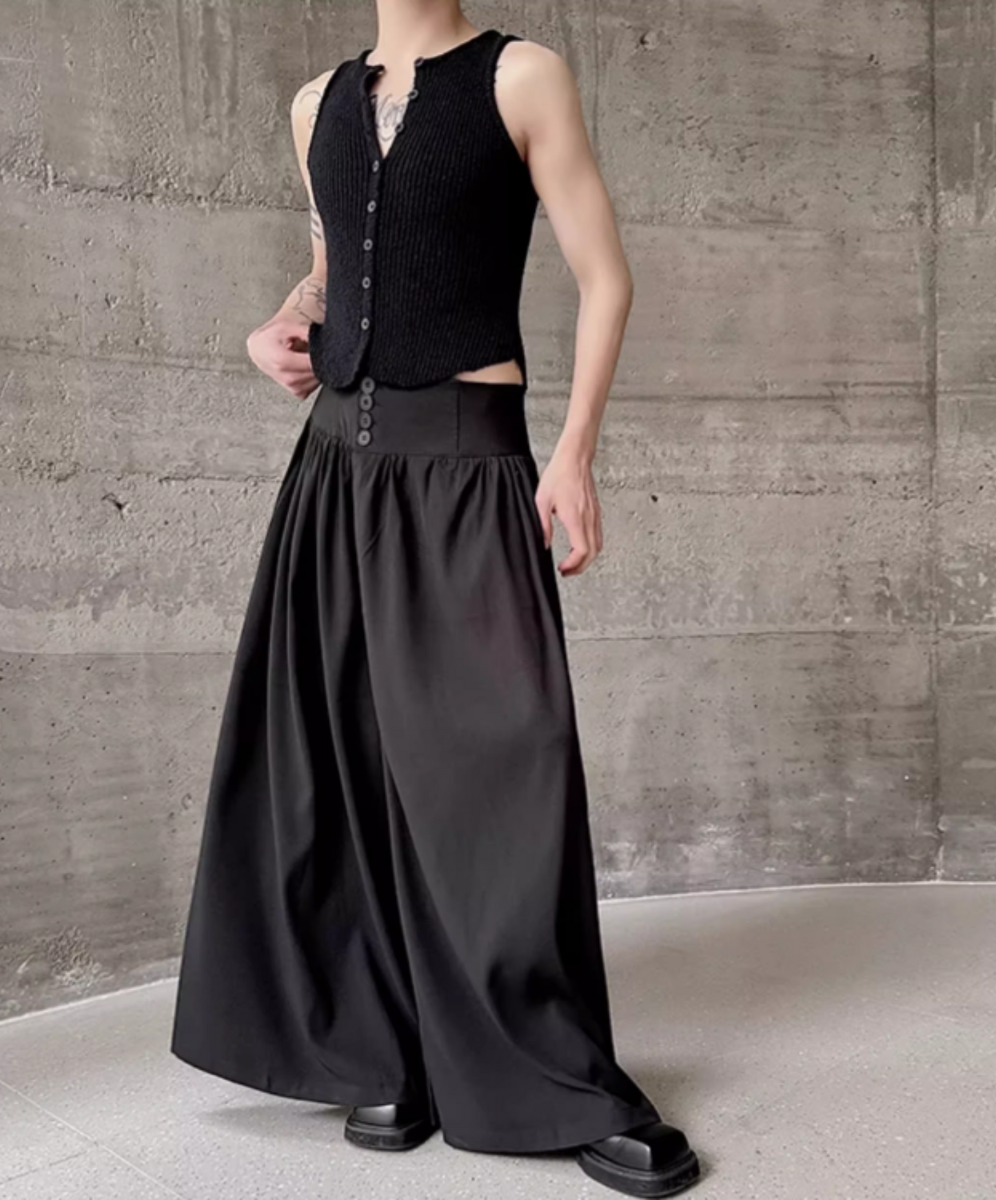 dark wide silhouette pants EN1855