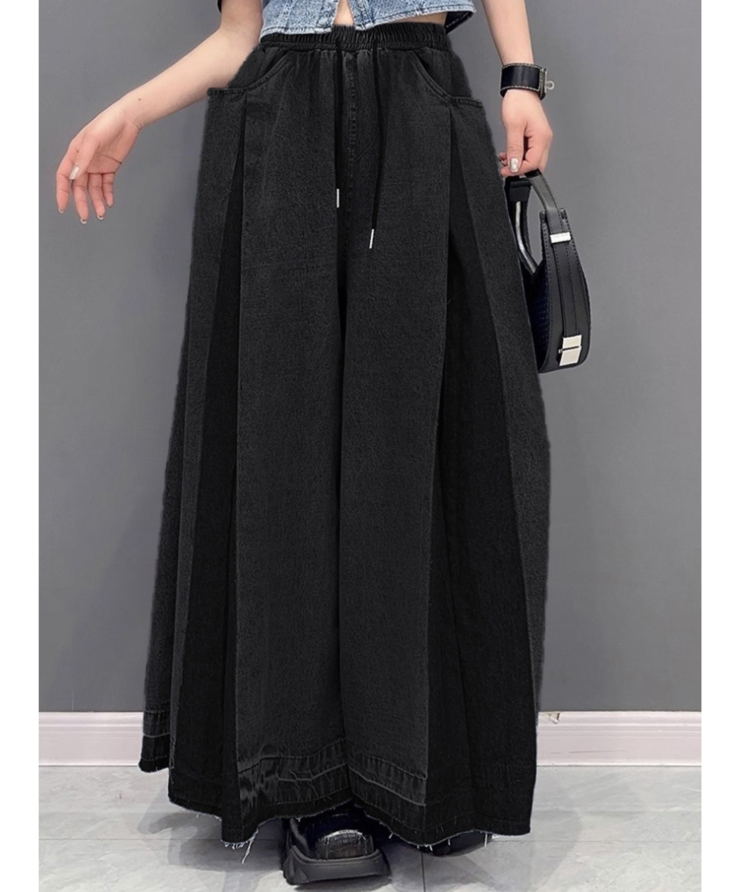 tucked patchwork design pants EN2320