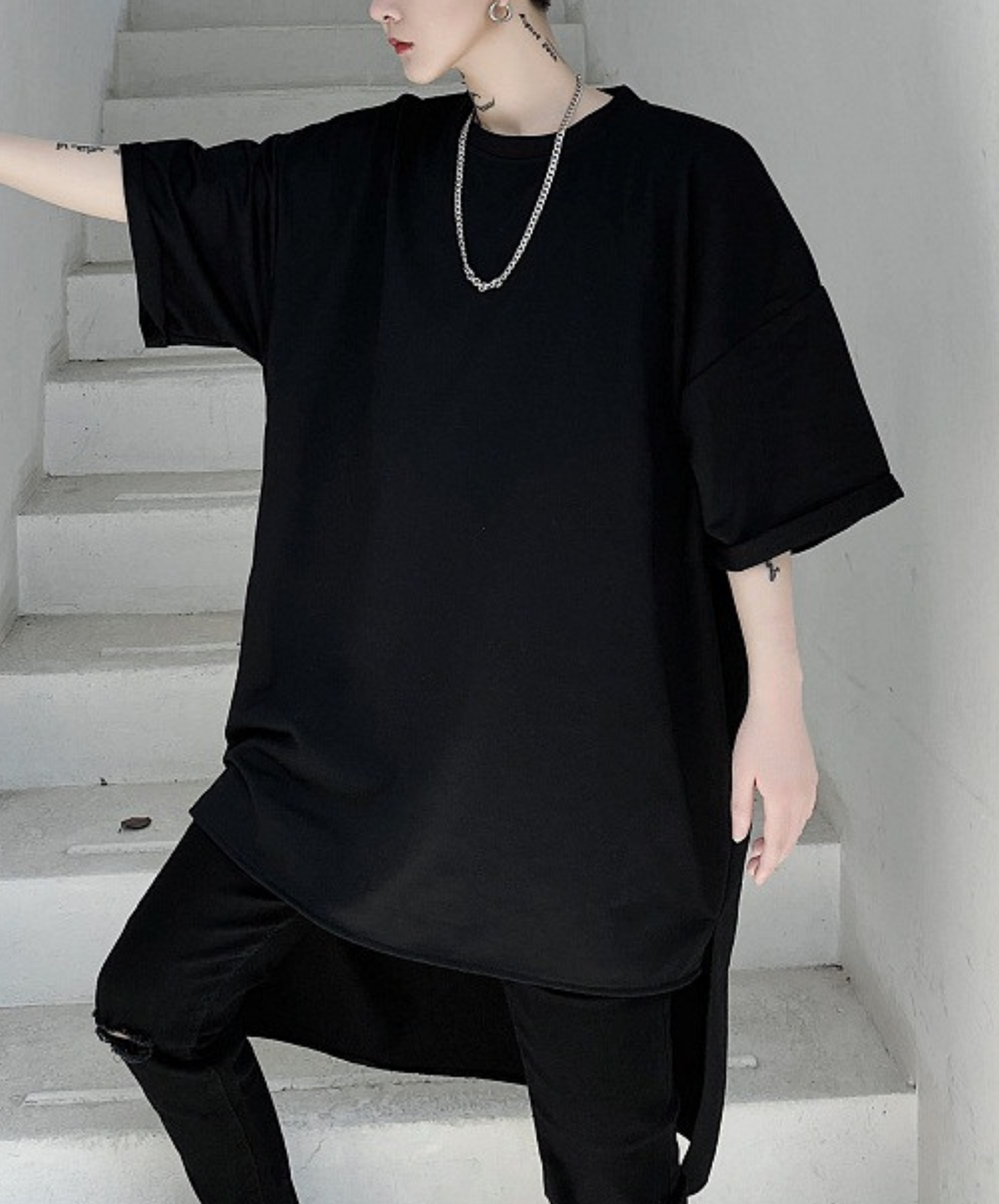 dark back long t-shirt EN1003