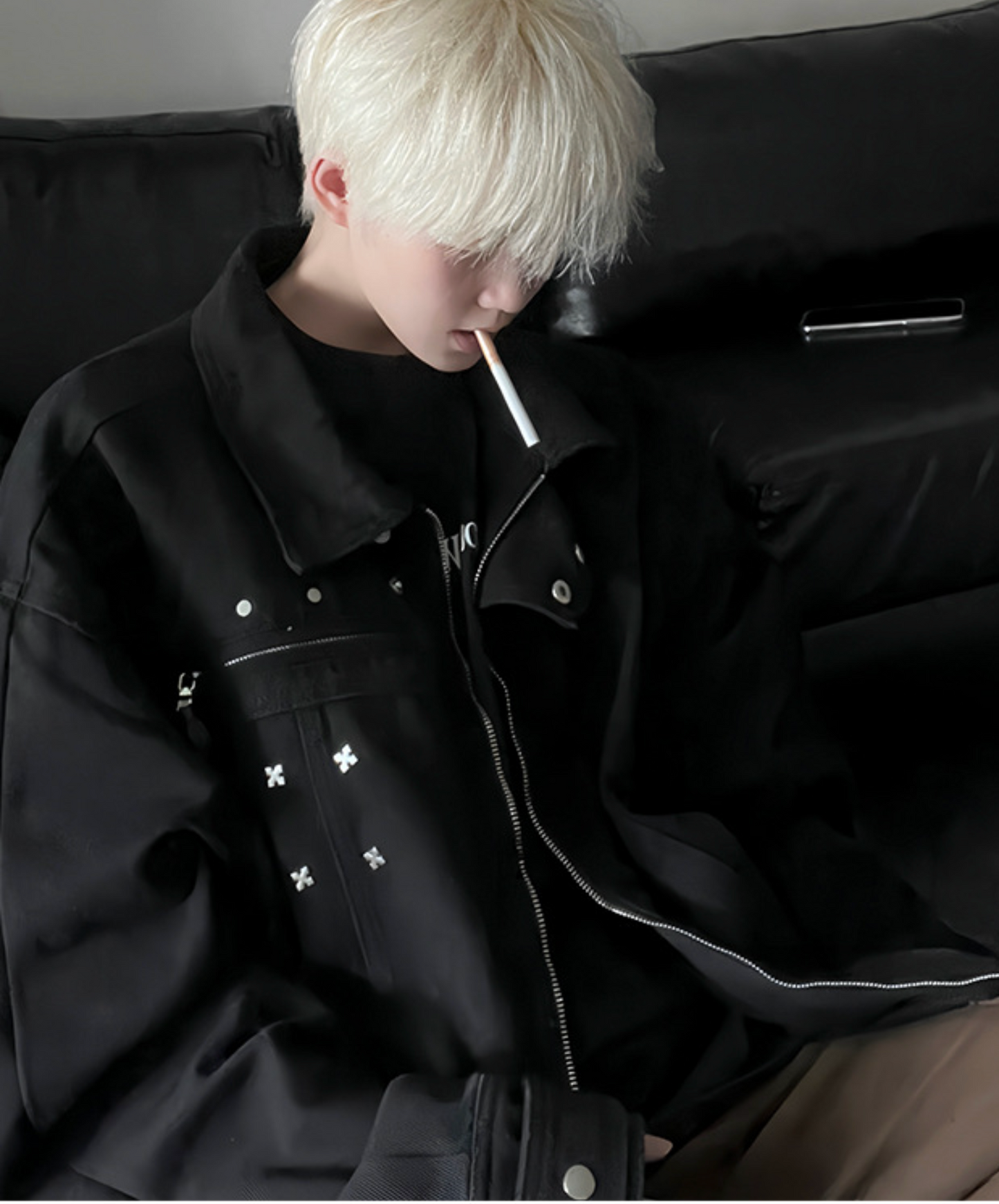 american retro black denim jacket EN2439