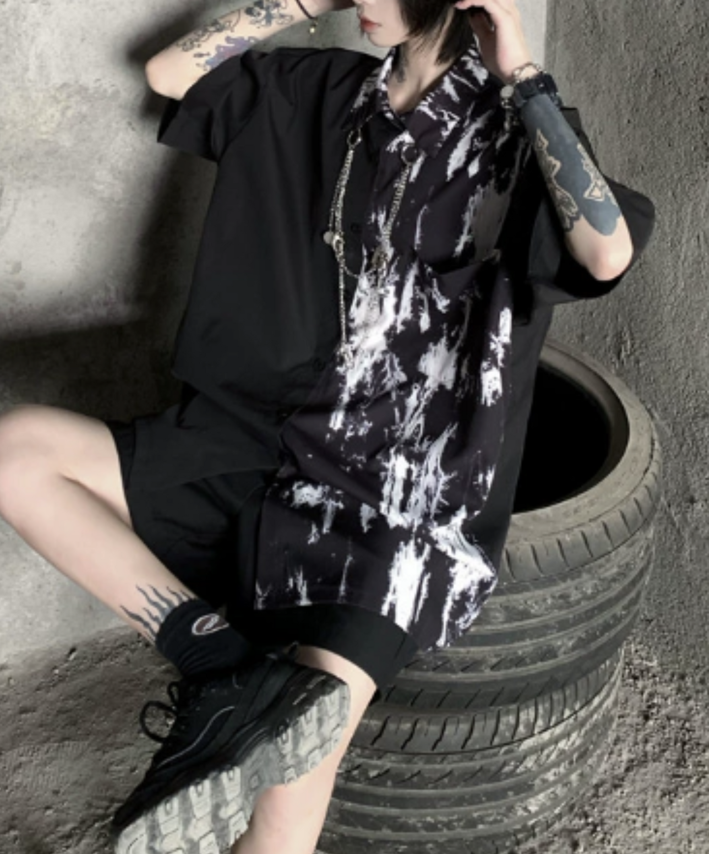 half ink dyeing shirt EN1076