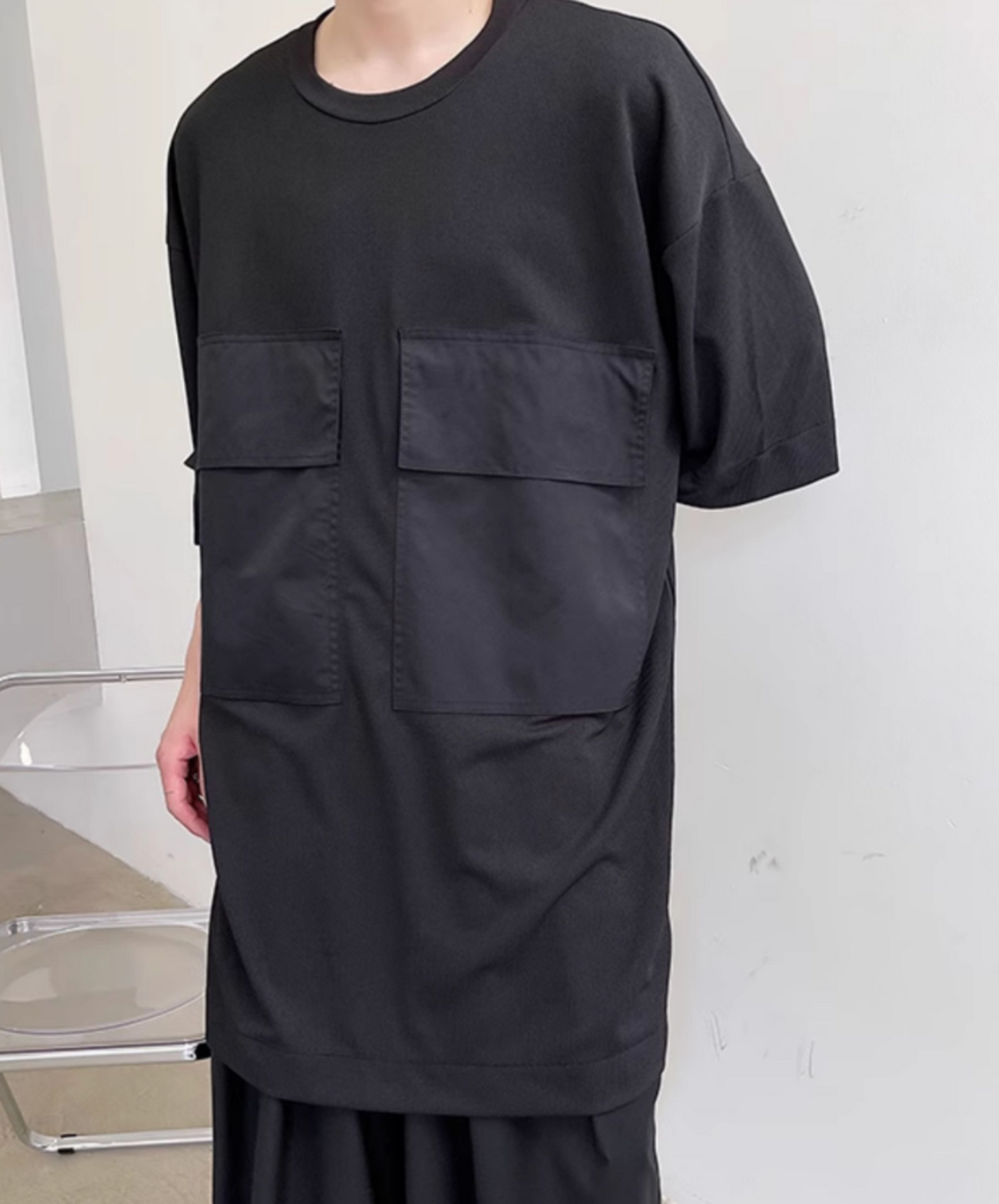 super big pocket long t-shirt EN2110