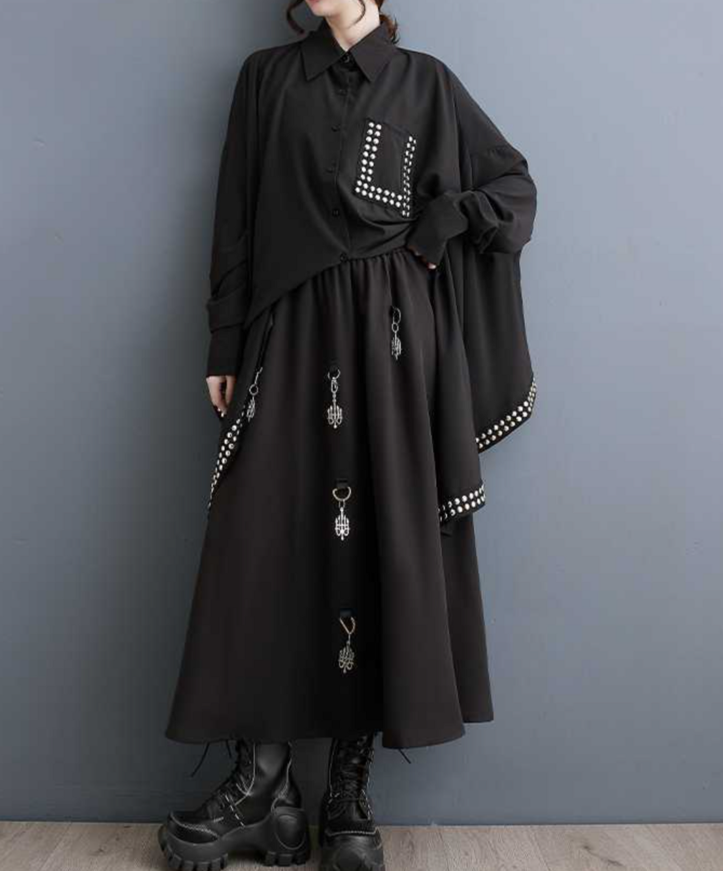 dark rivet collage dress long shirt EN1658