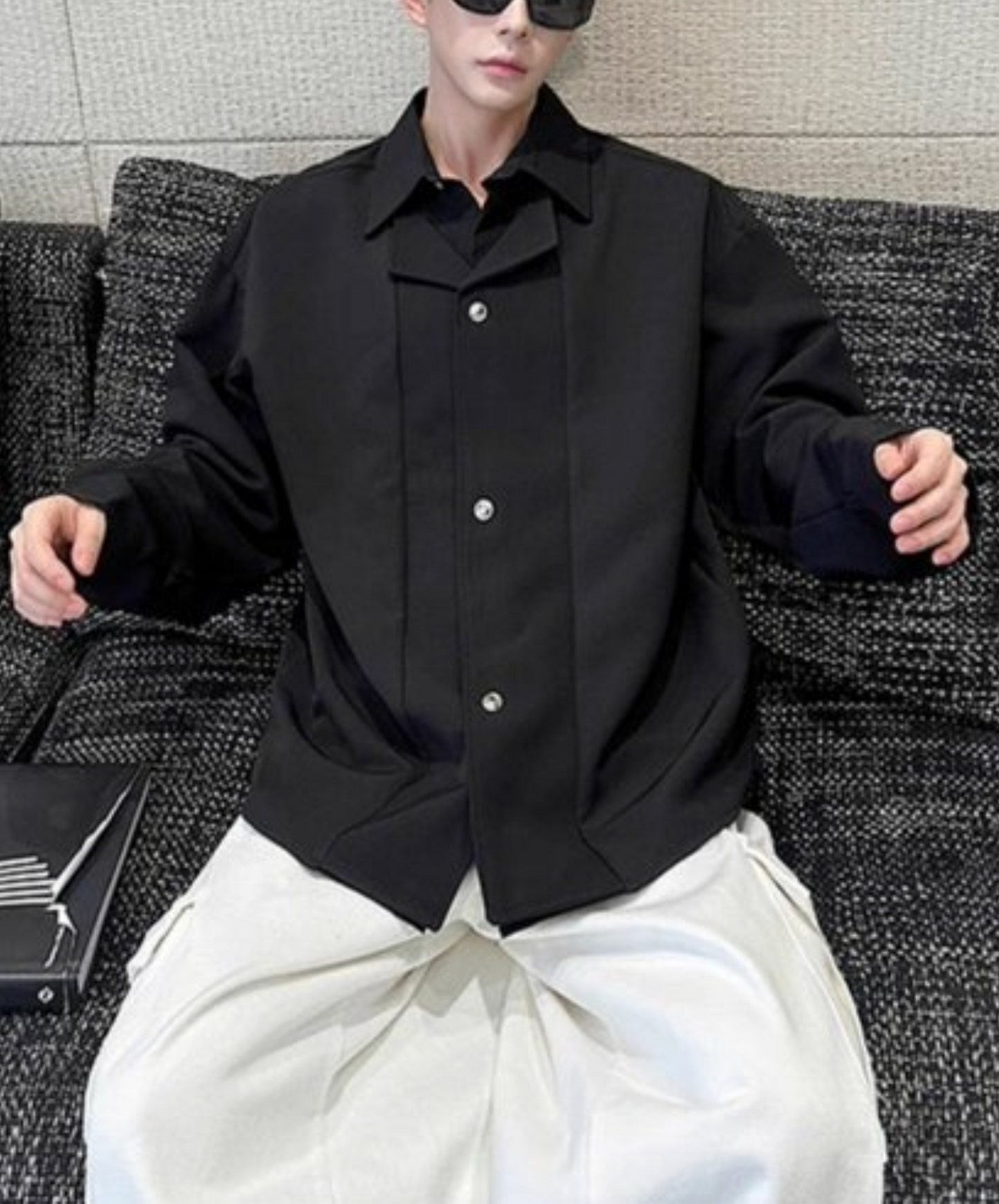 draped fake two-piece suit shirt EN2452