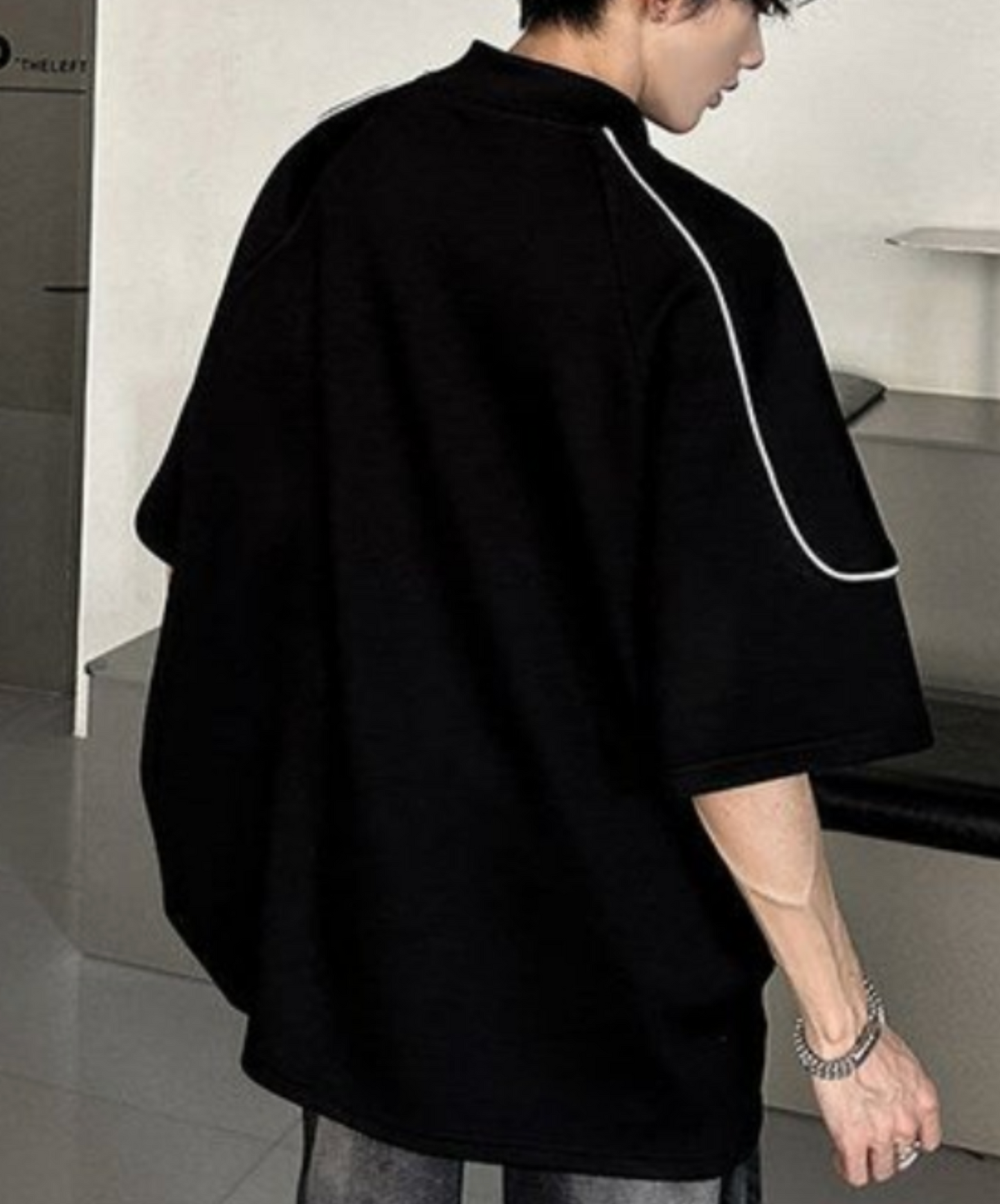 contrast stitched drawstring t-shirt EN2203