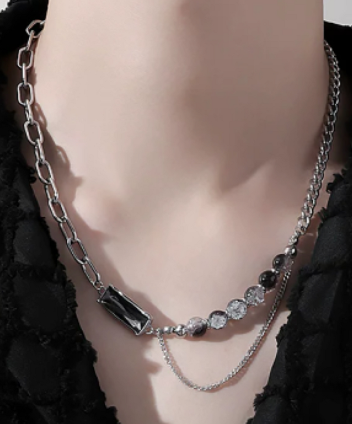 two layers of three types of chains necklace EN1978