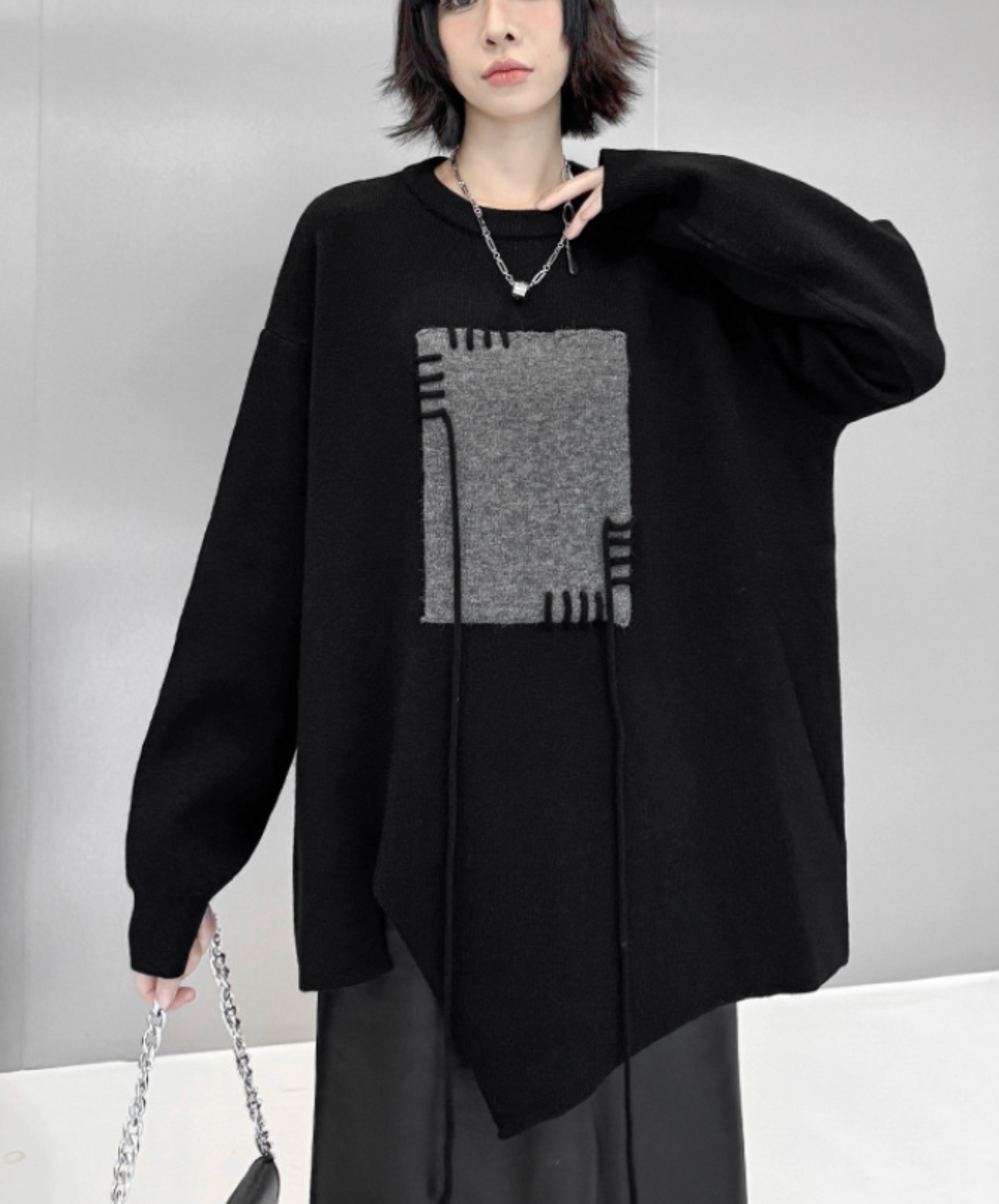 jacquard stitched motif sweater EN2469