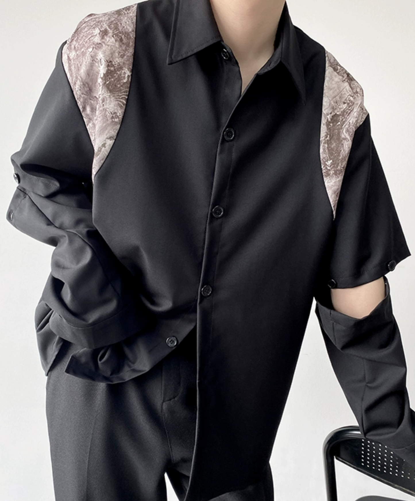 dark removable sleeves shirt EN1065