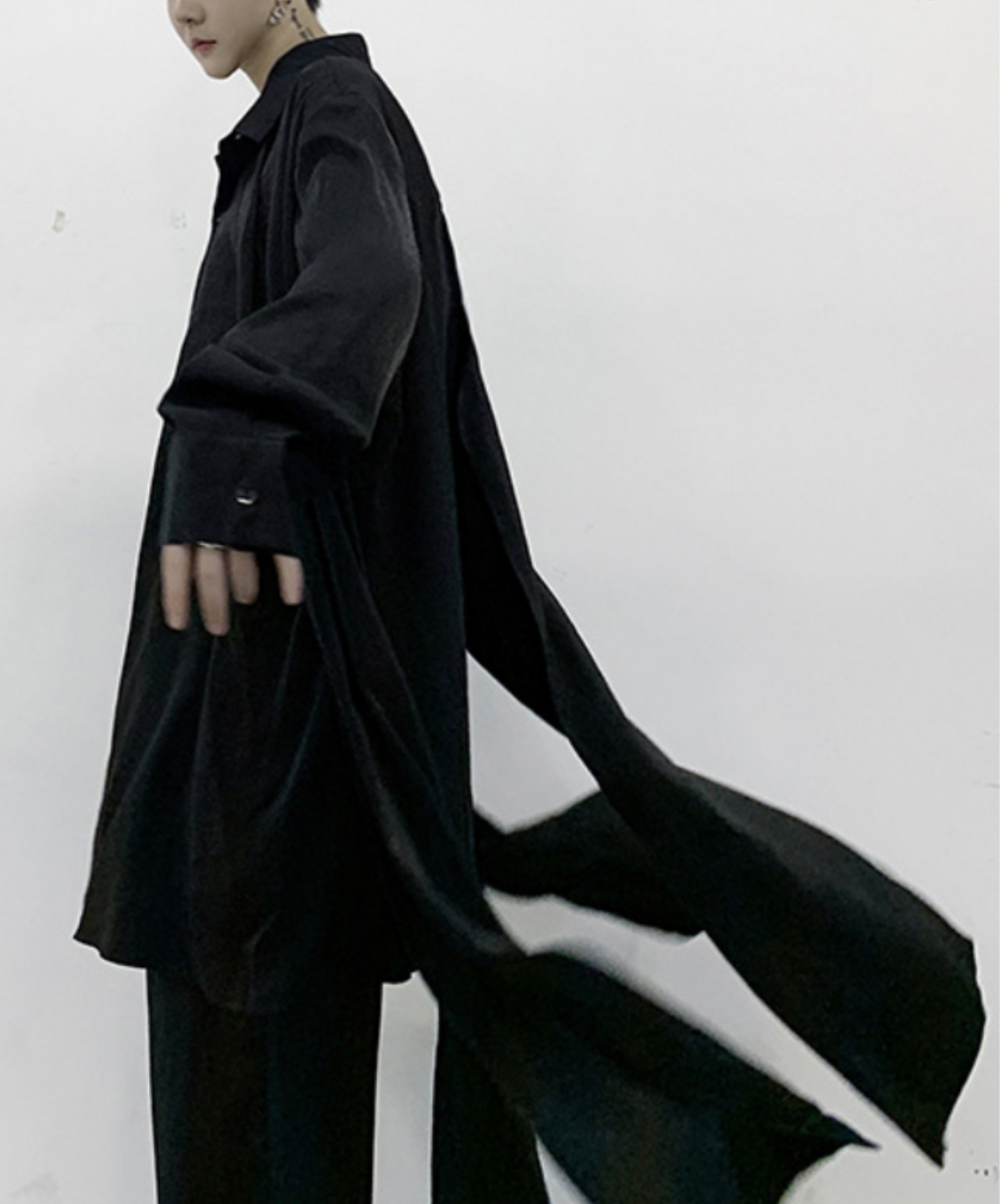 dark layered cloak drape long shirt EN2139