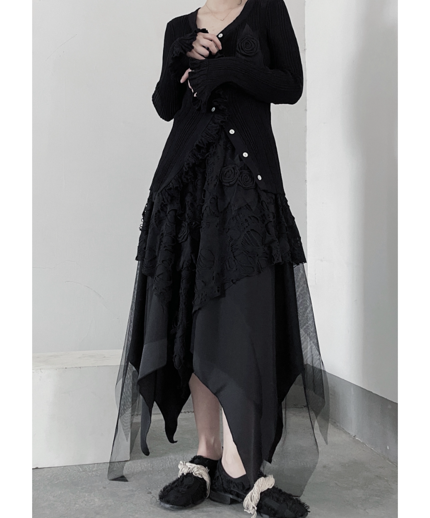 【style47】dark mode outfit set EN1624(cardigan +skirt set)