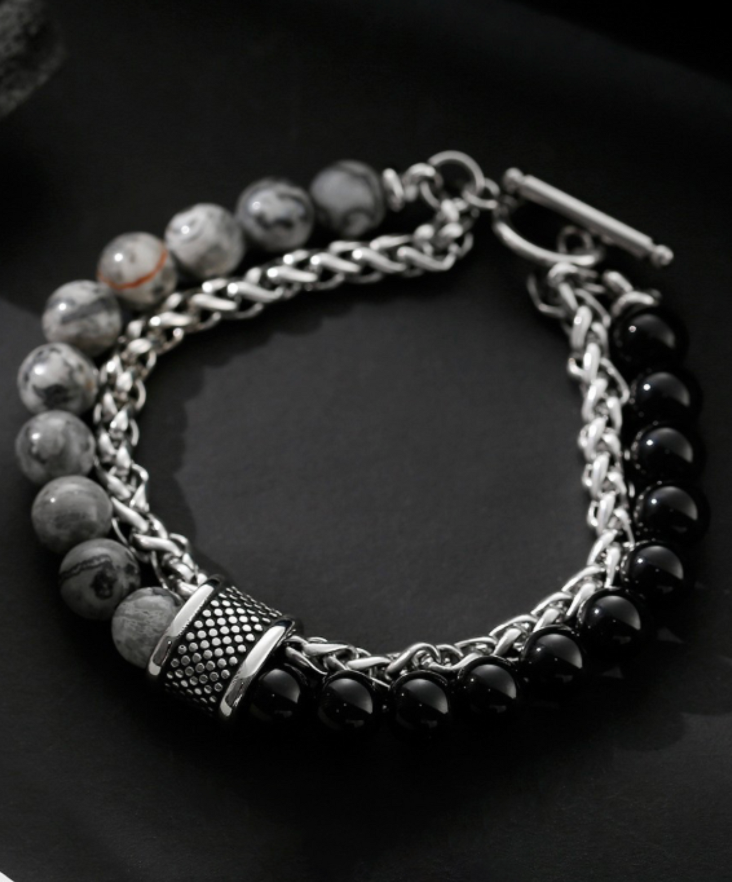 2-layer stone and chain bracelet EN2641