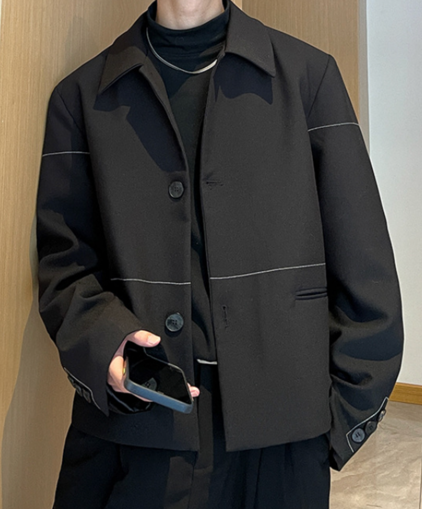 thin line button decoration jacket EN2362