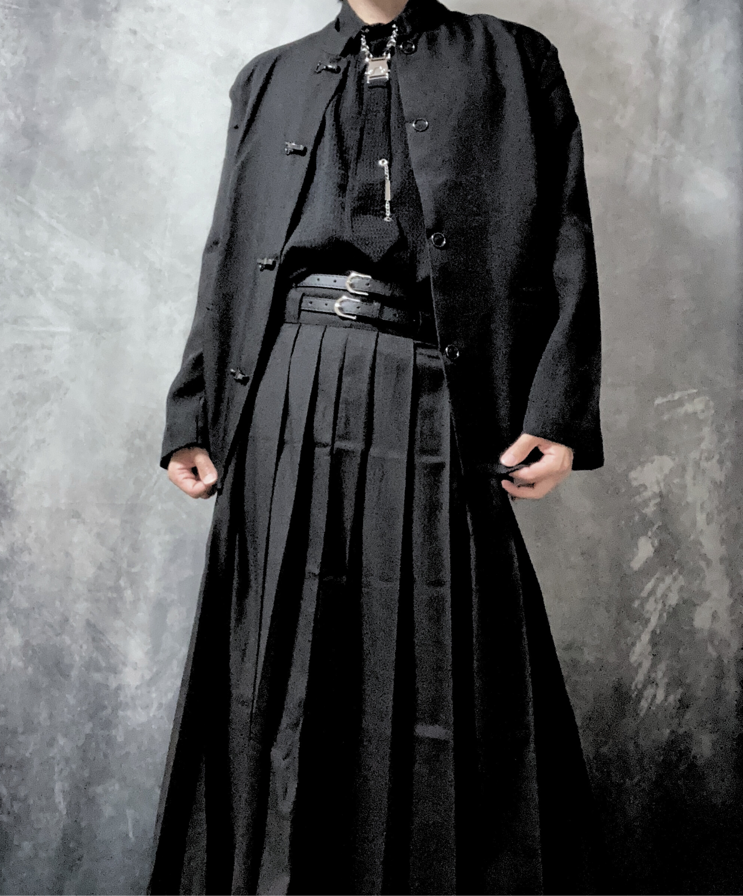 【style51】dark mode outfit set EN1848(jacket + shirt + skirt set)
