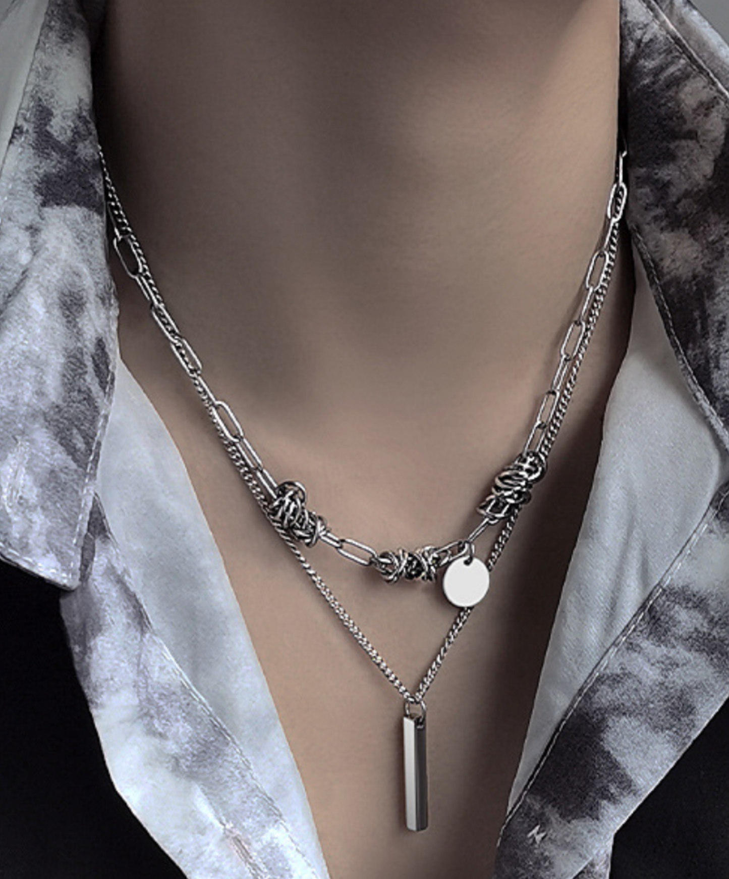 double chain titanium necklace EN1594