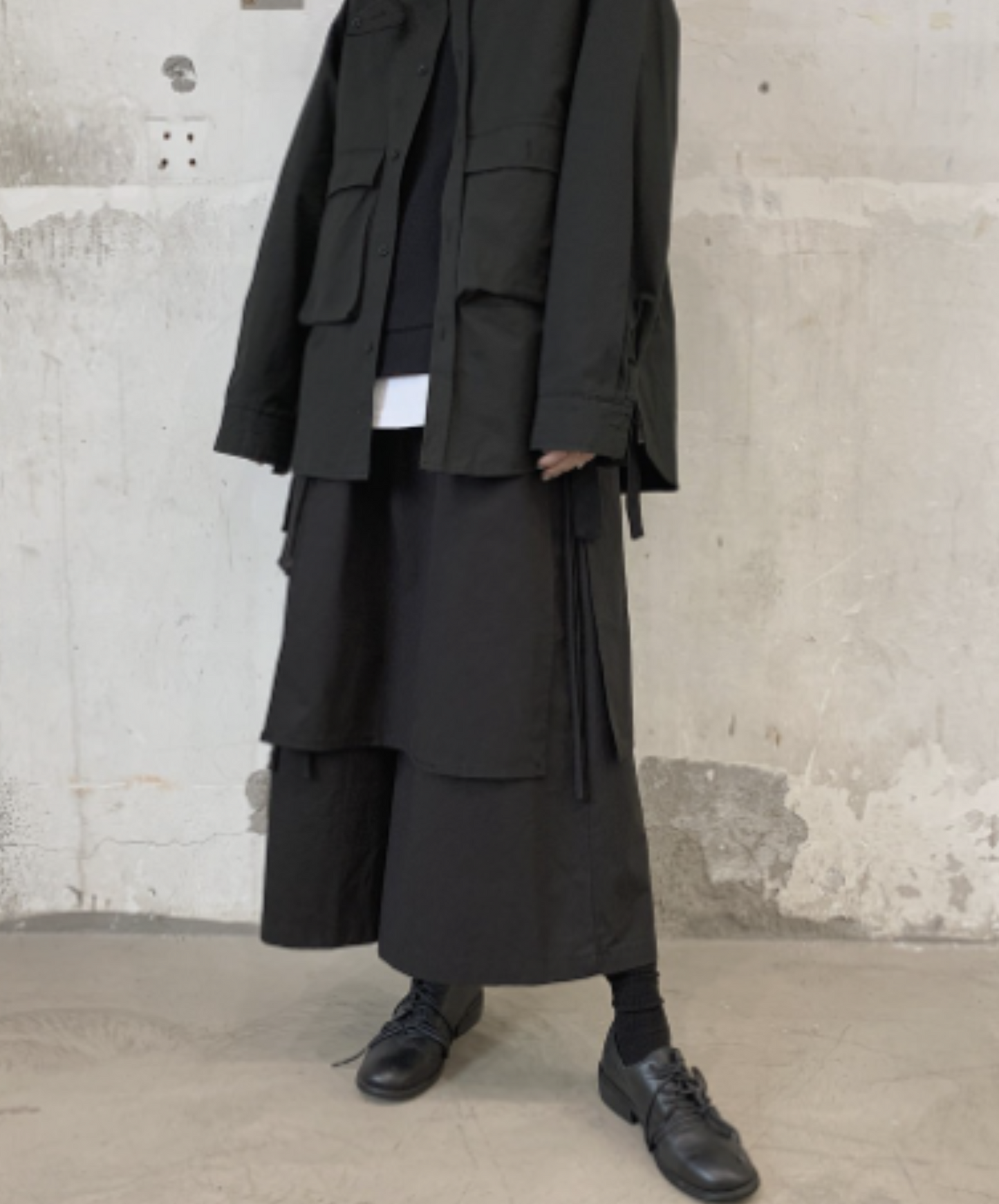 dark wide layered hakama pants EN1124