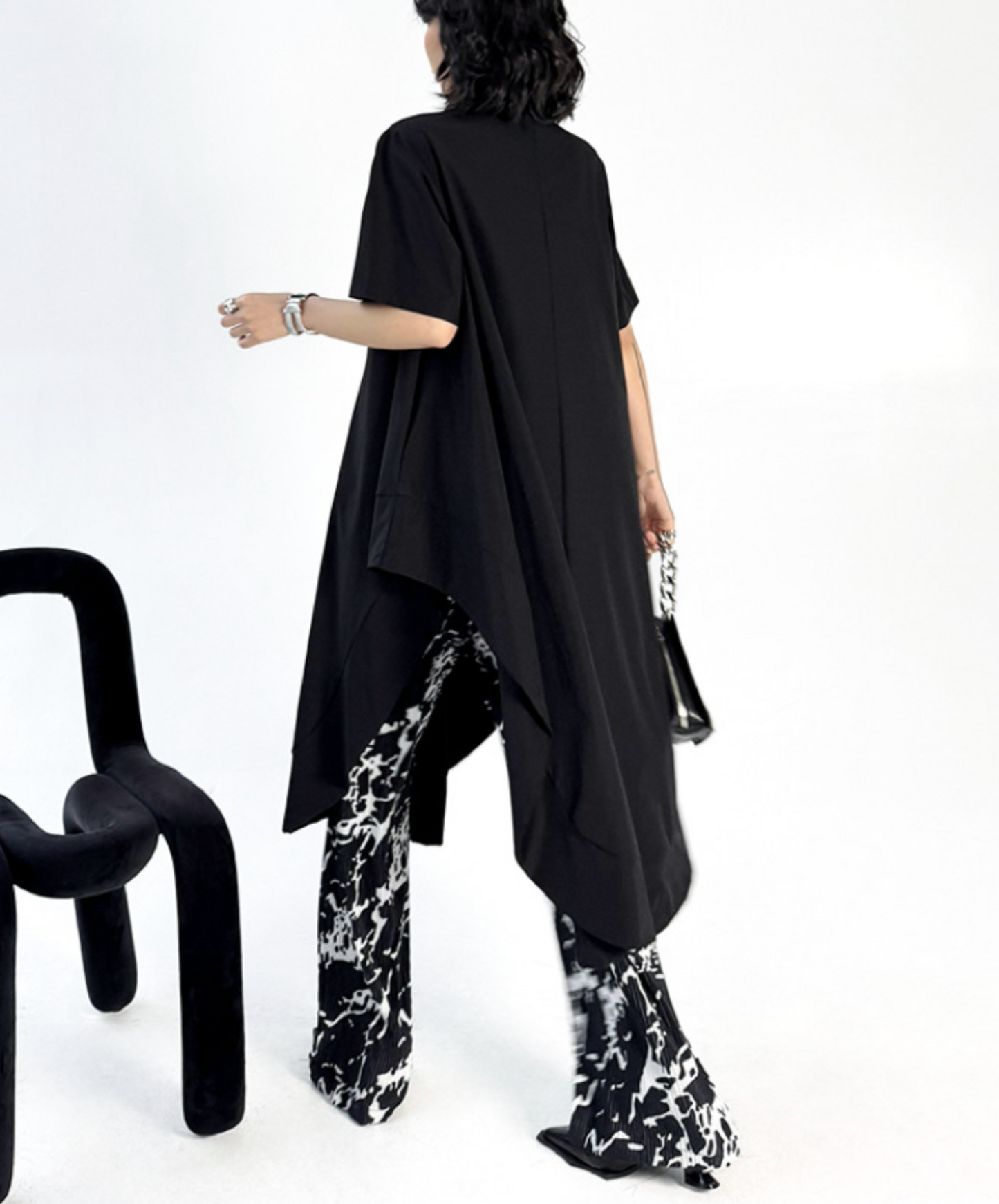 dark big silhouette waist mark long shirt EN2322