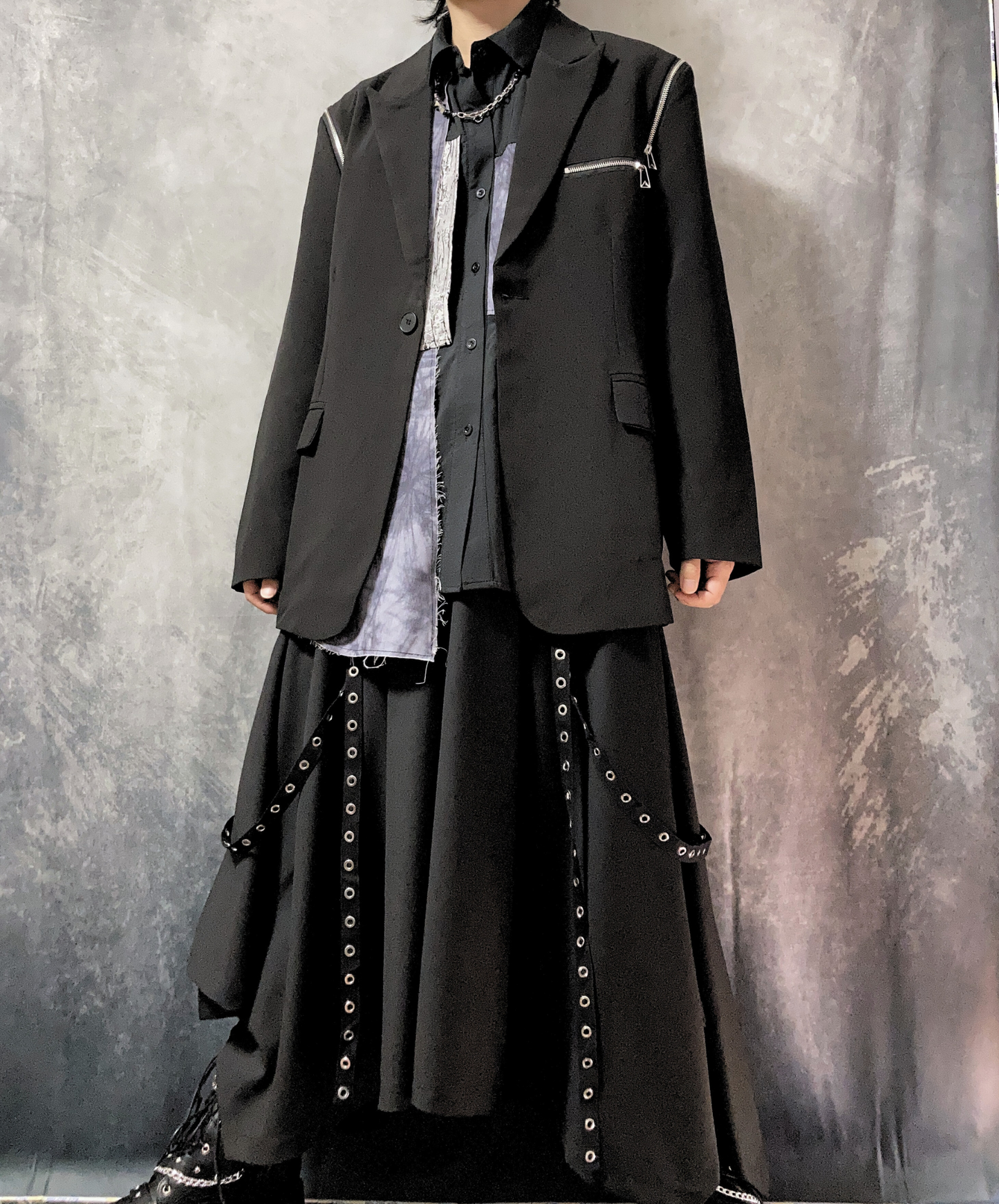 【style59】dark mode outfit set EN1862(jacket + shirt + pants set)