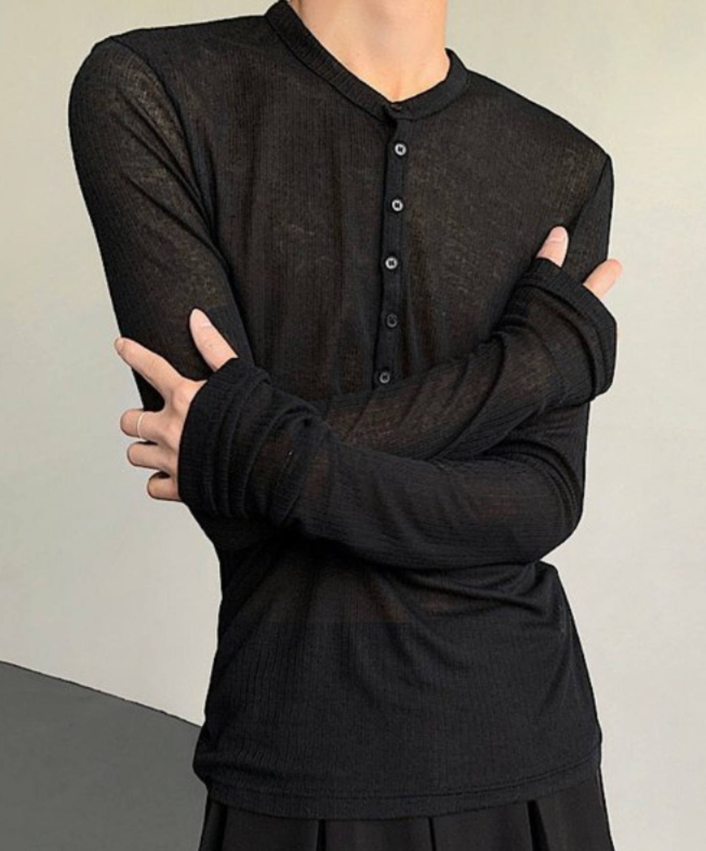 half-open thin long t-shirt EN2326