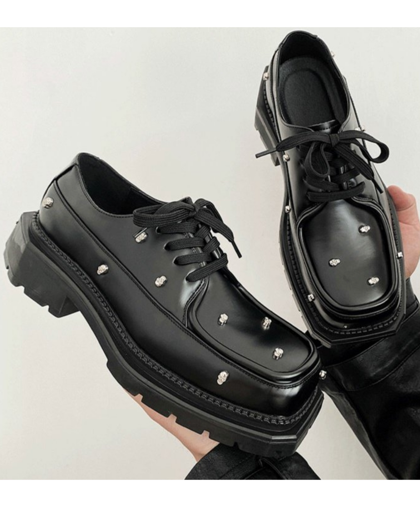 rivet leather lace-ups shoes EN2361
