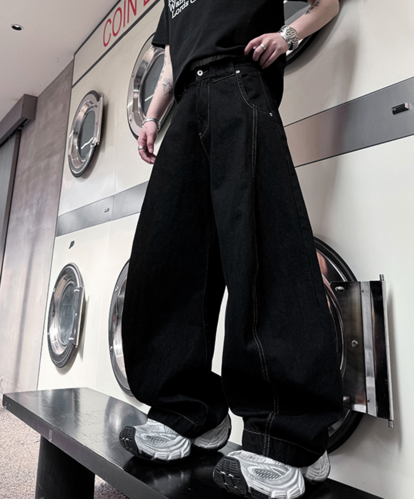 retro straight loose style wide pants EN2099