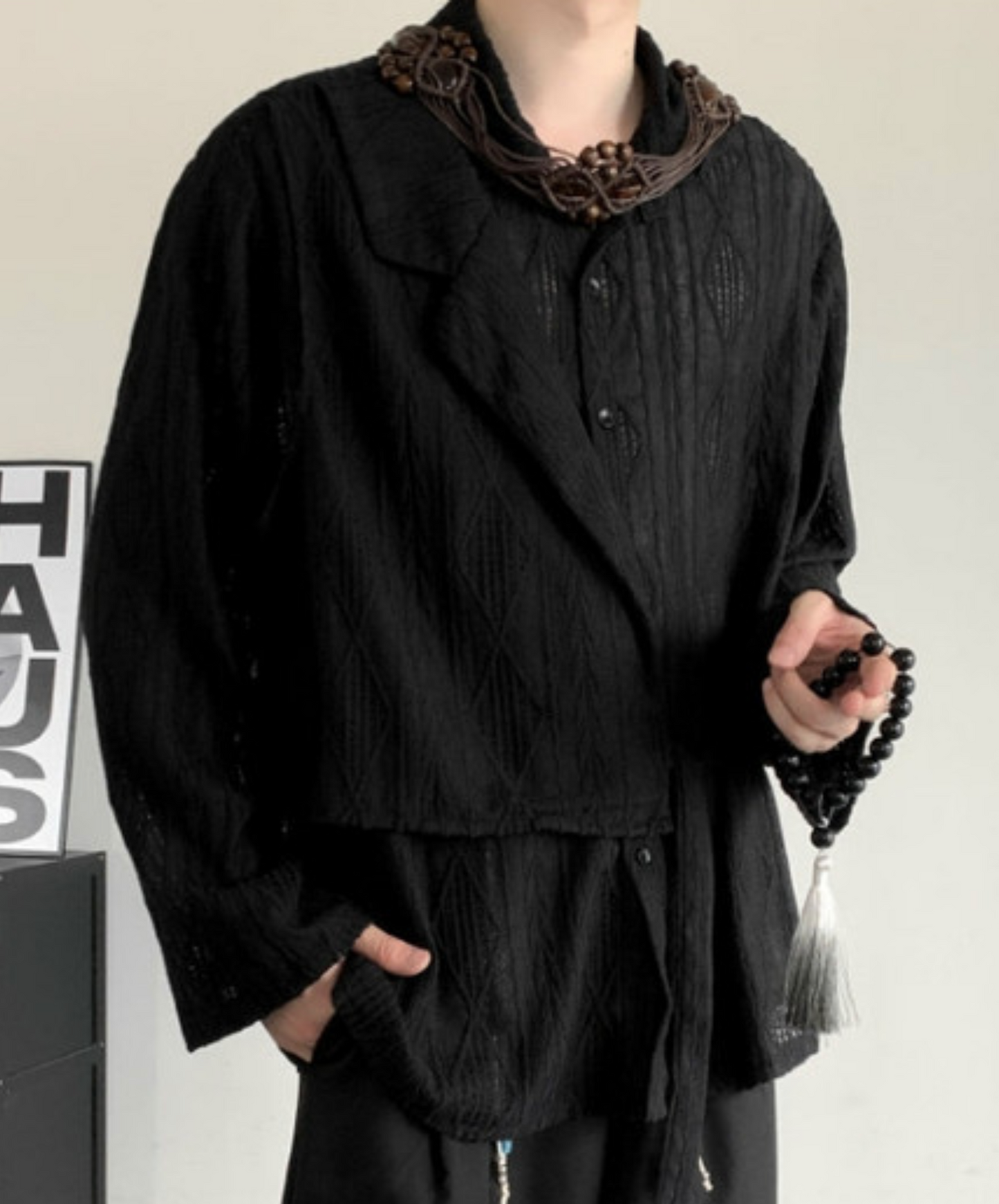 chinese style strap jacquard shirt EN2369
