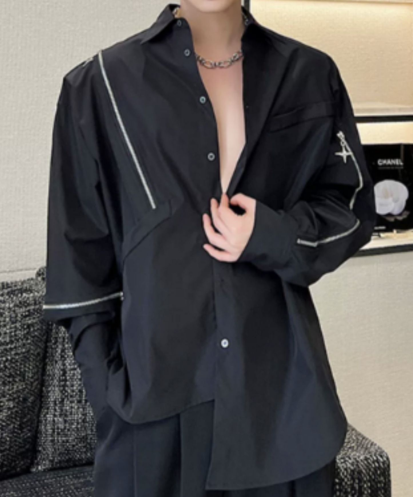 asymmetric irregular zip shirt EN1000