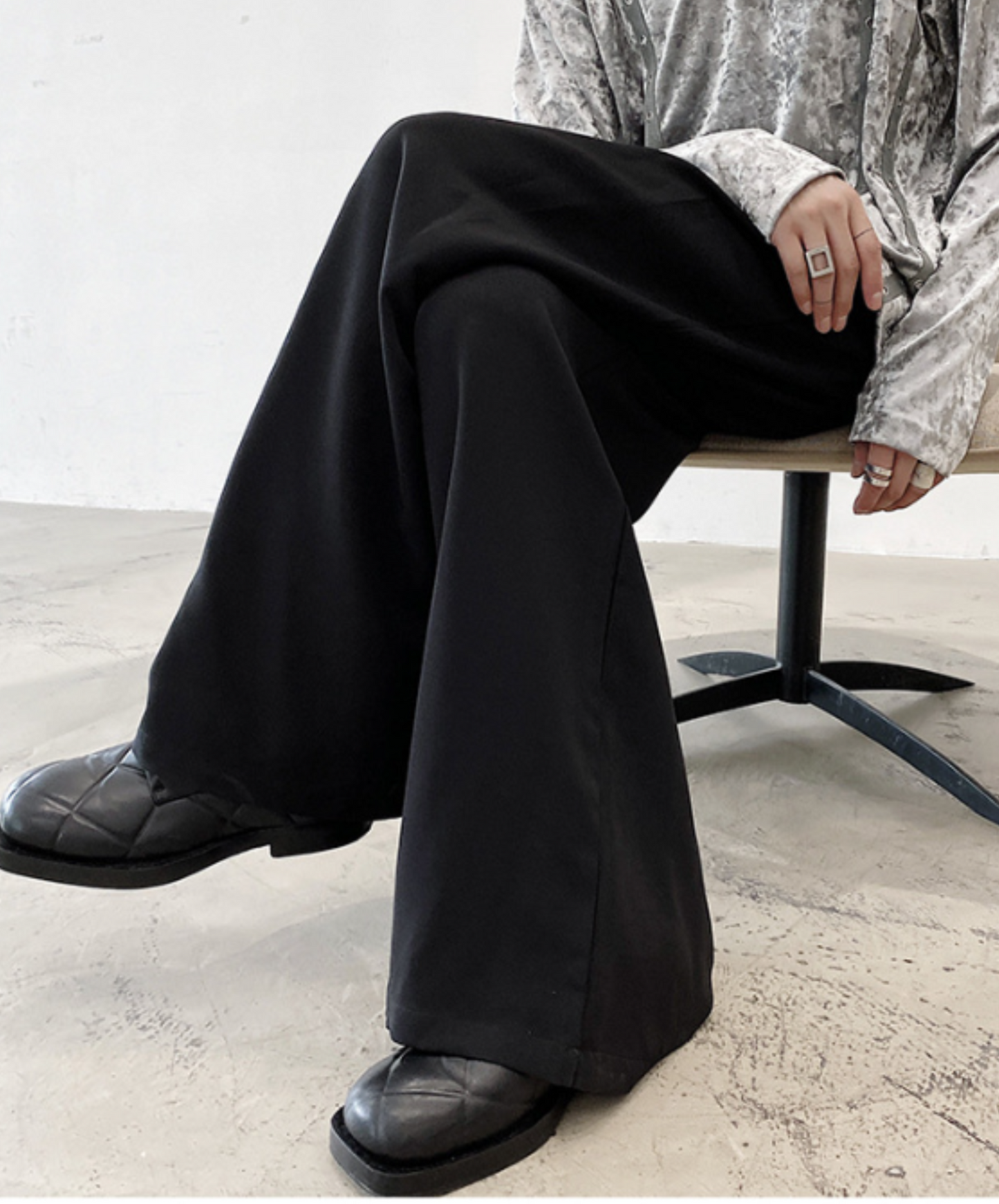 dark wide loose mop pants EN924