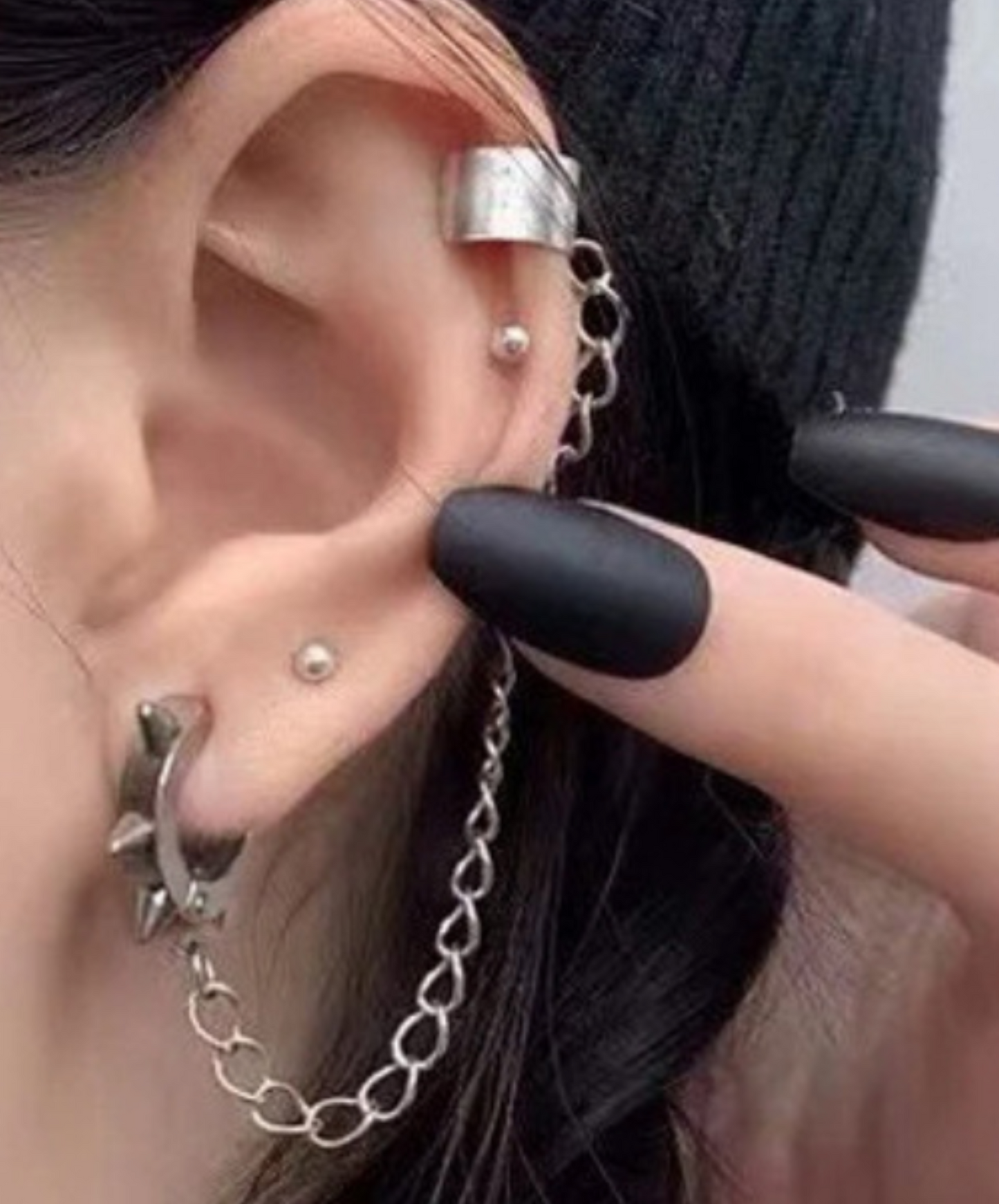 thorn design punk earrings & ear cuff EN1960