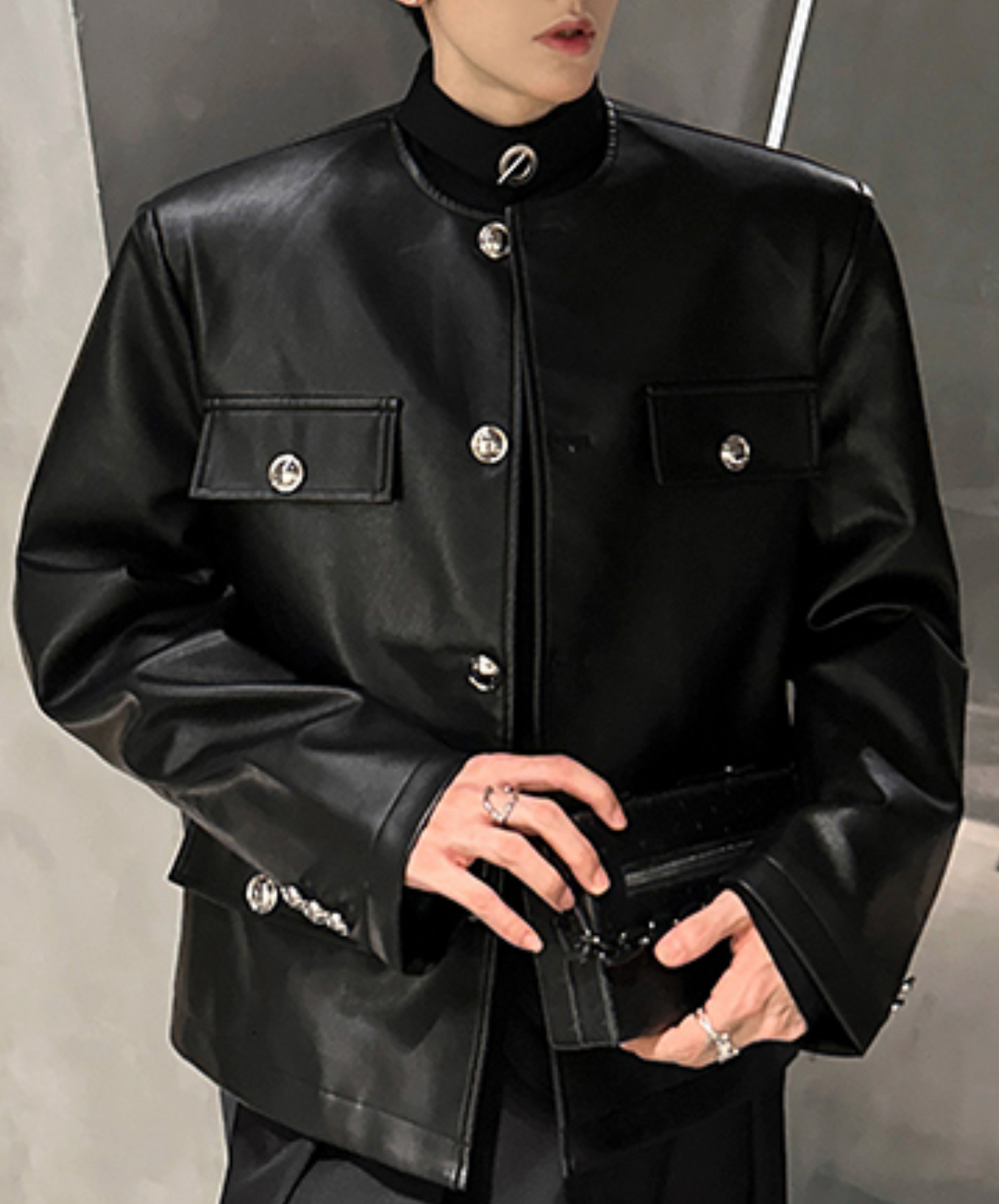 pu leather short riders jacket EN2474