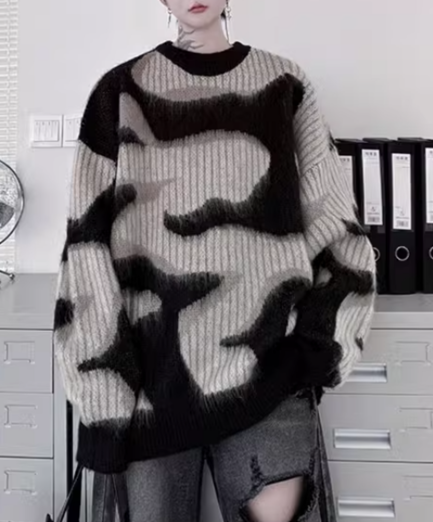 monotone marble sweater EN1873