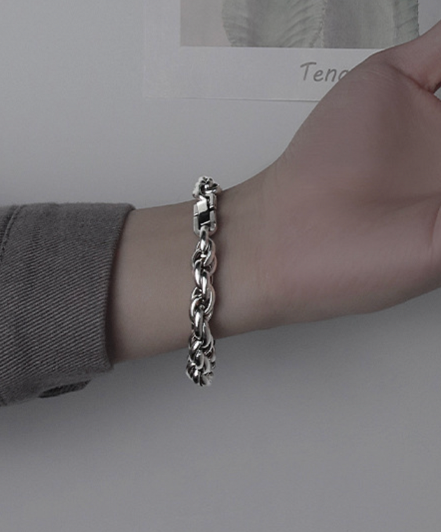 wave line silver chain bracelet EN2063