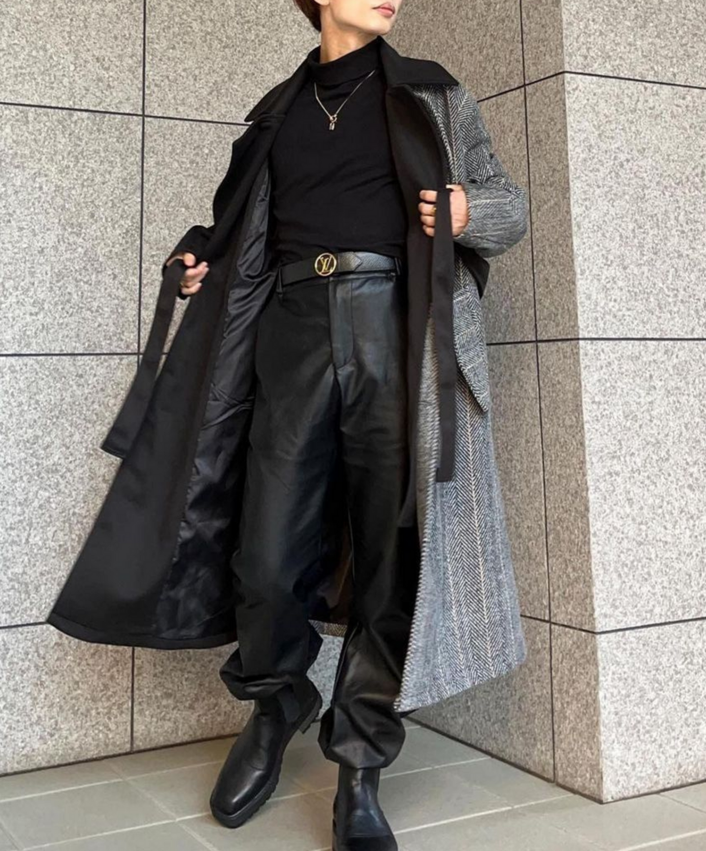 【style37】dark mode outfit set EN1410( coat+ pants set)