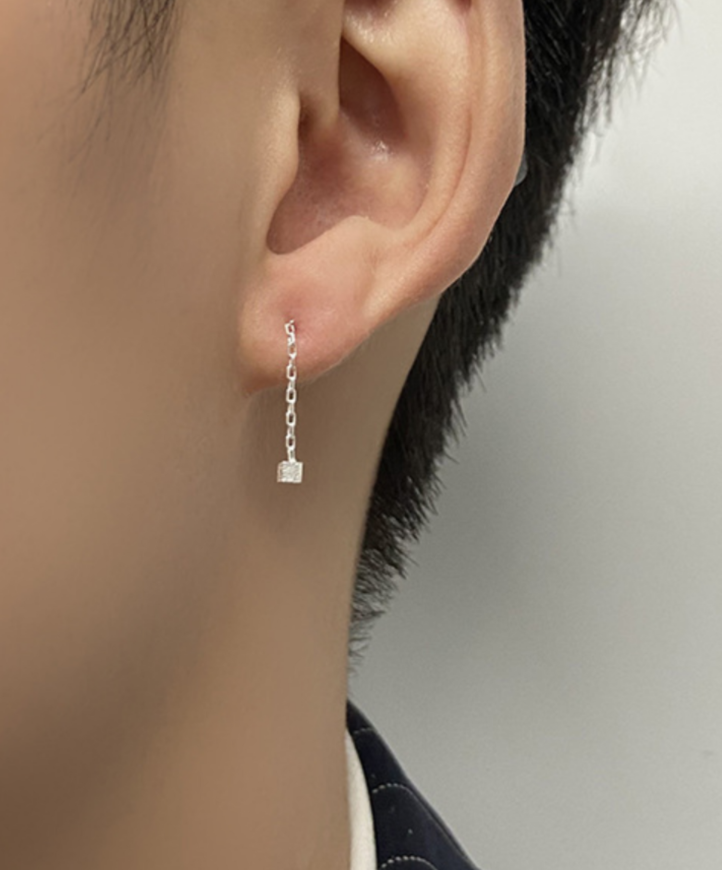 silver chain square earrings EN1616