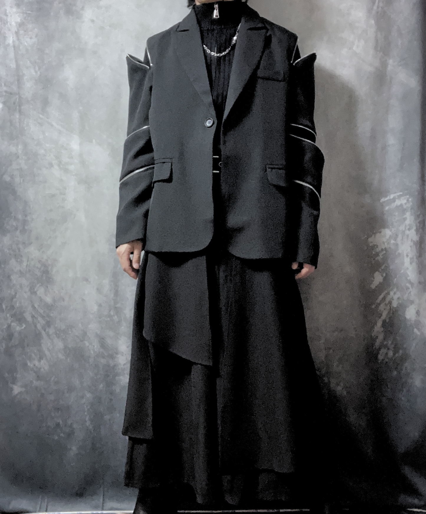 【style57】dark mode outfit set EN1854(jacket + sweater + pants set)