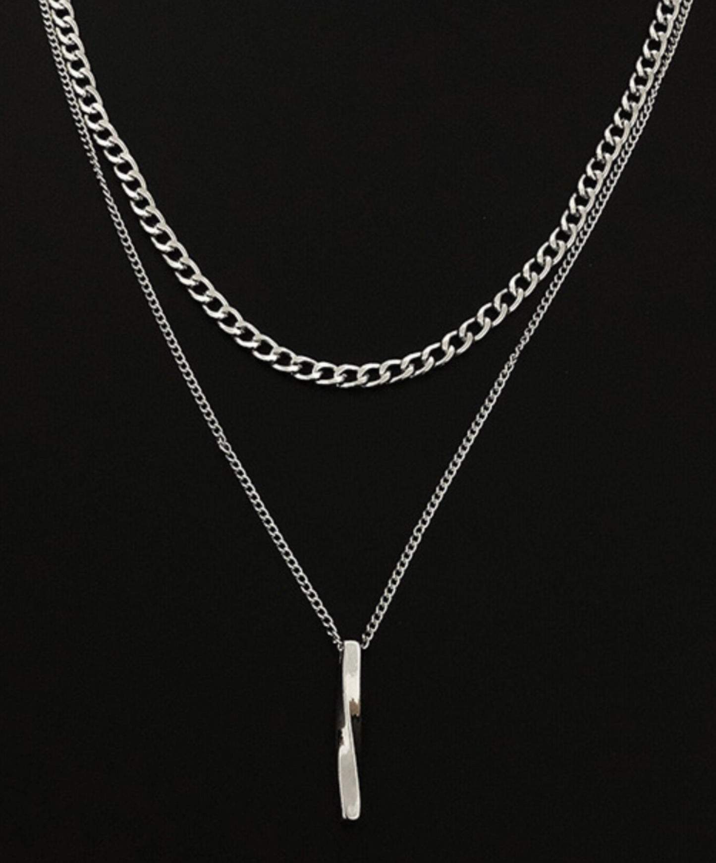 double chain on crossbar necklace EN2280