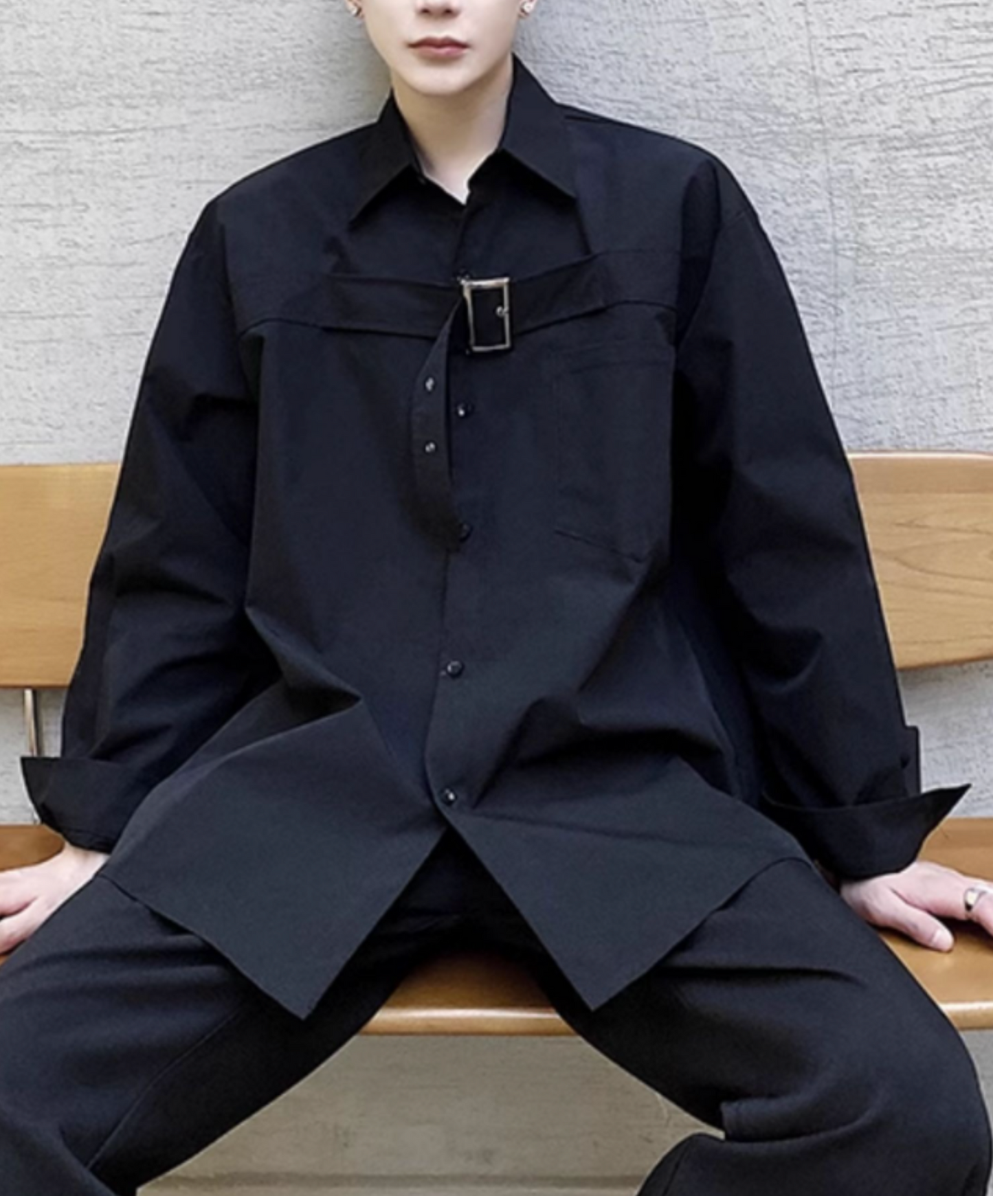 dark thick chest belt decoration shirt EN2148