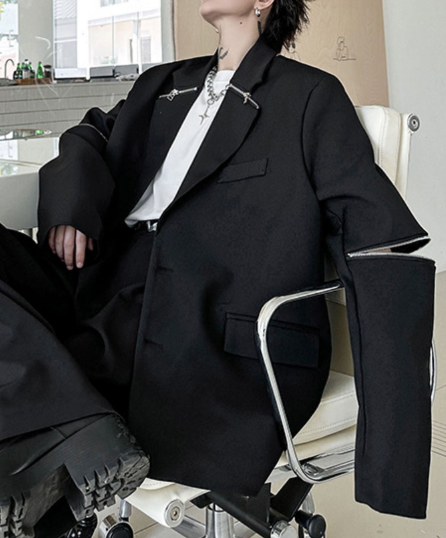 dark metal zipper decoration jacket EN1481