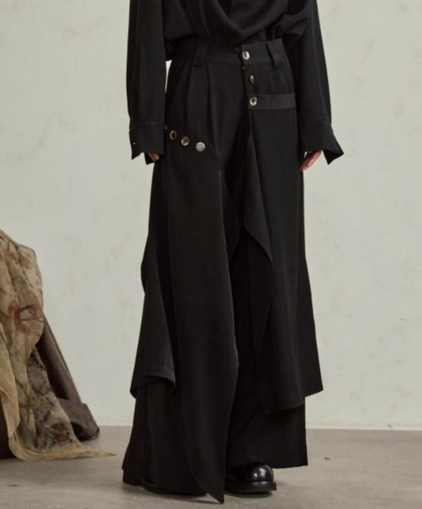 dark layered wide pants EN1866