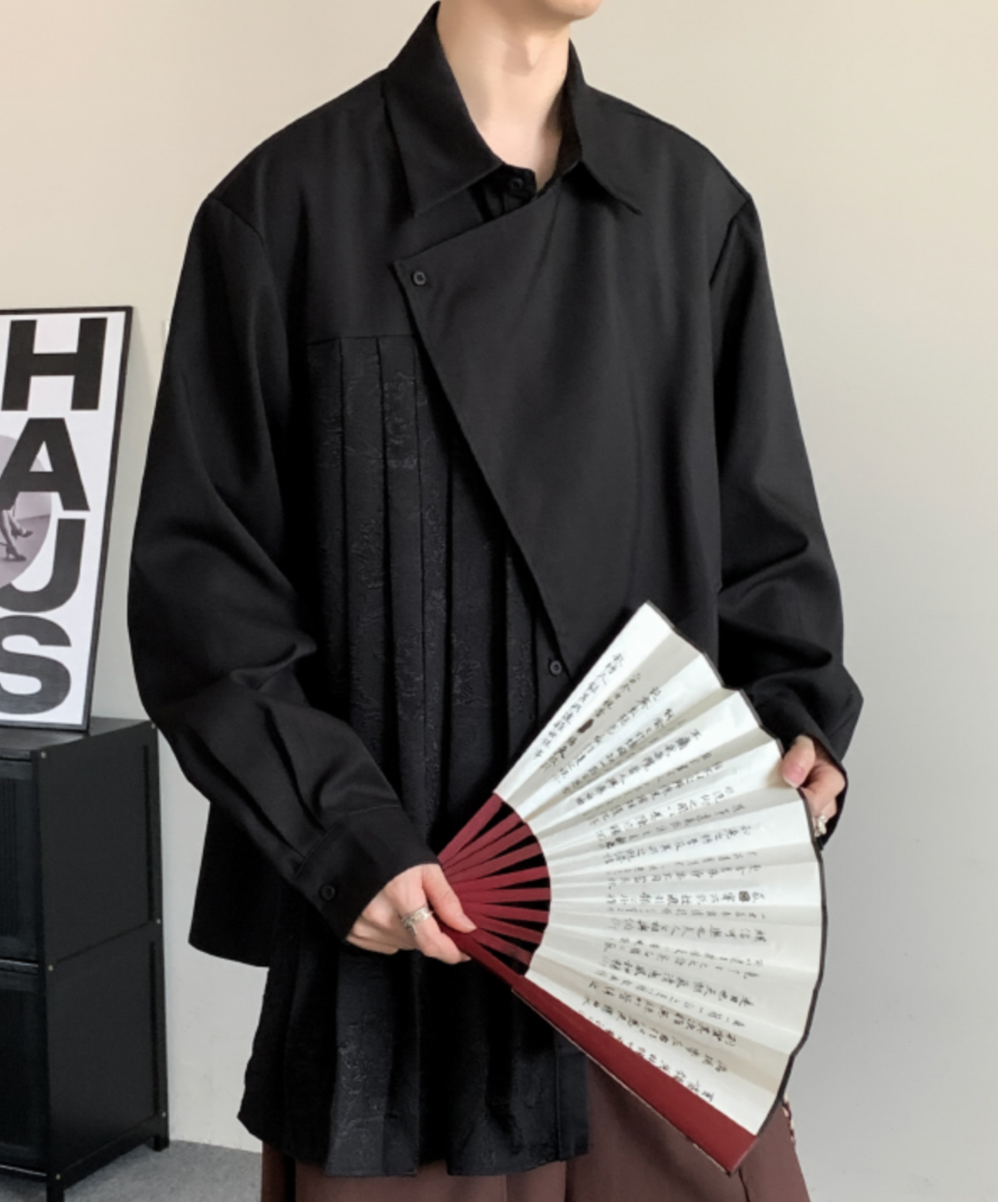 asymmetric splicing shirt EN1489